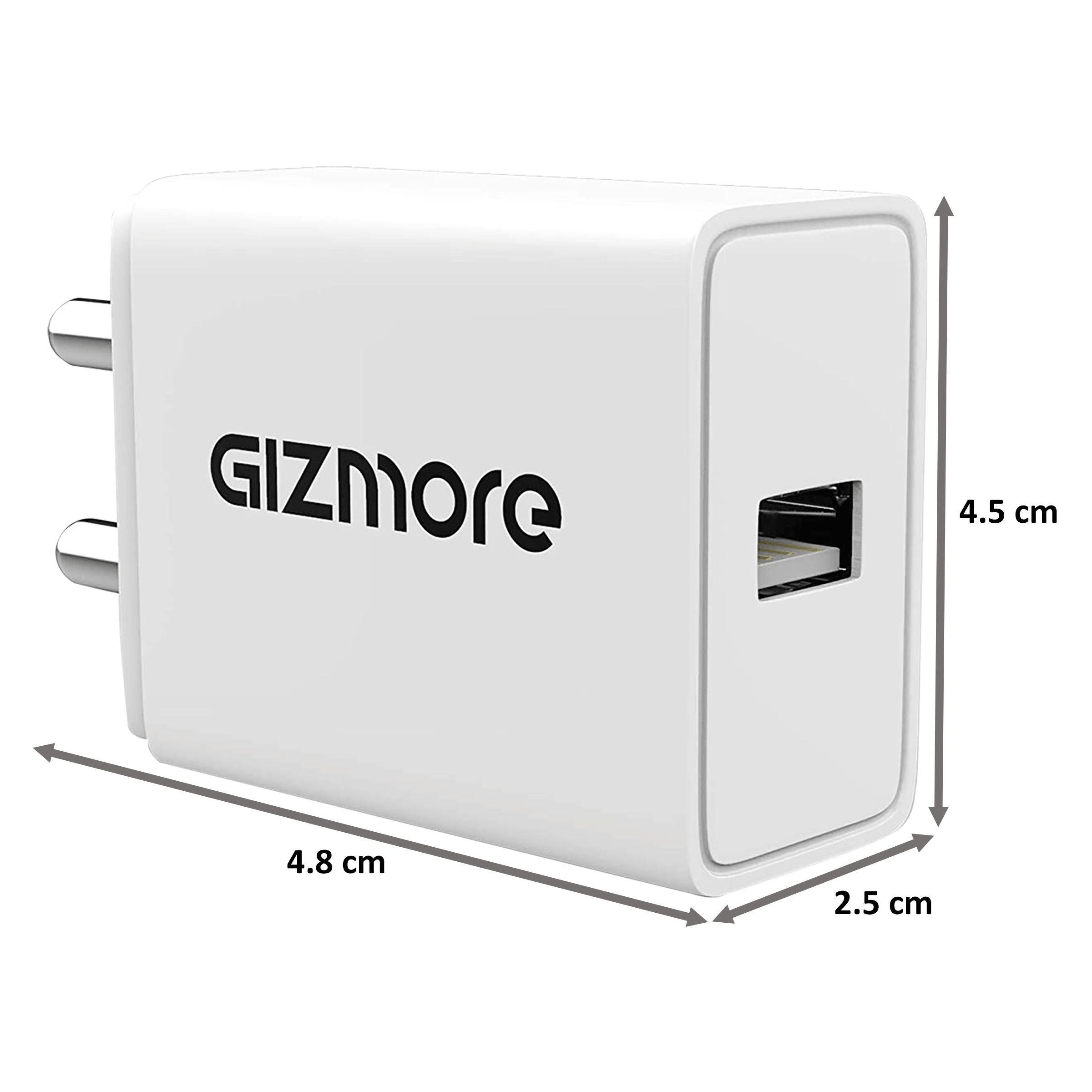 GIZmore Giz 18W Type C Fast Charger (USB Type C Cable, Over Voltage Protection, White)_2