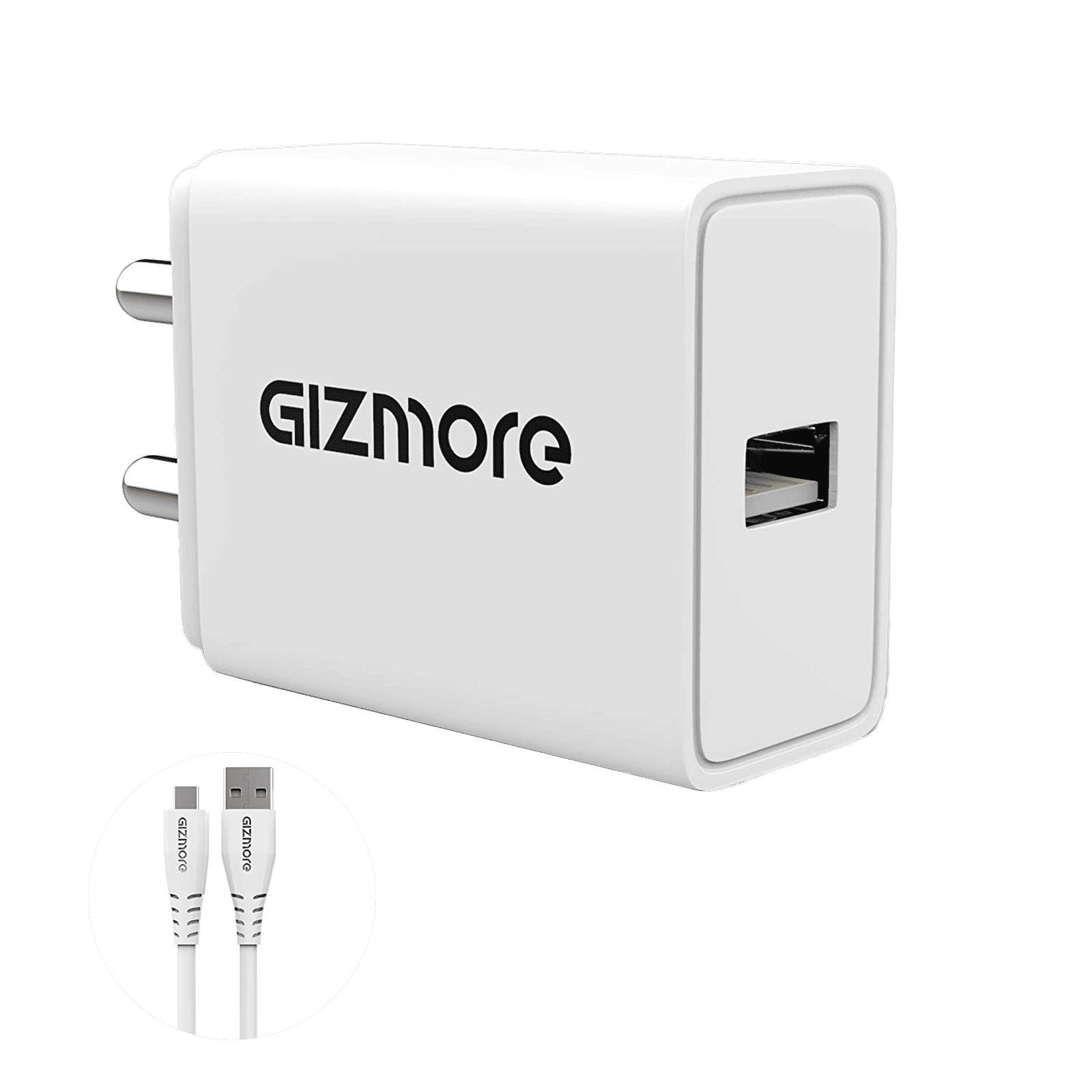 GIZmore Giz 18W Type C Fast Charger (USB Type C Cable, Over Voltage Protection, White)_1