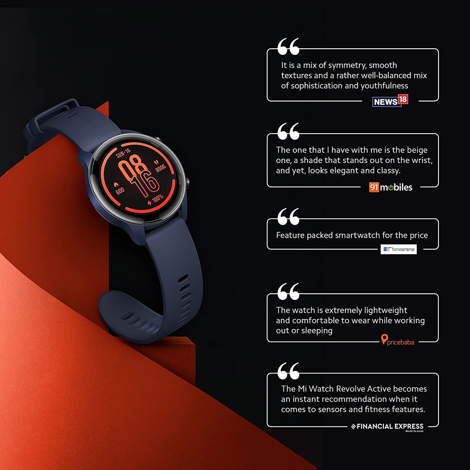Xiaomi Revolve Active Smartwatch (GPS, 35.33mm) (Alexa Built-In, BHR4725IN, Black/Beige, Sport Band)_4