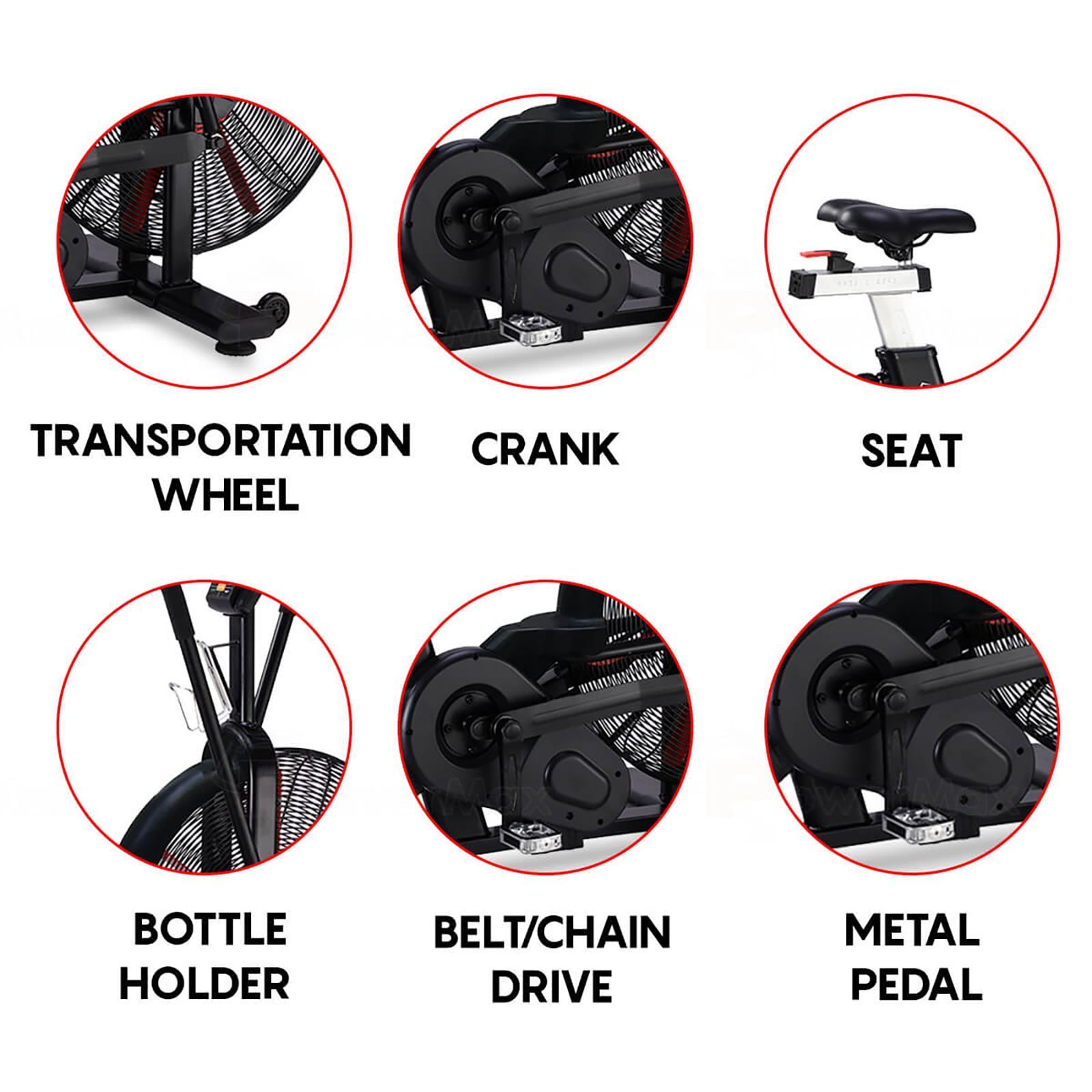 PowerMax Air Bike (Dual transmission system, BA-2500C, Black)_6