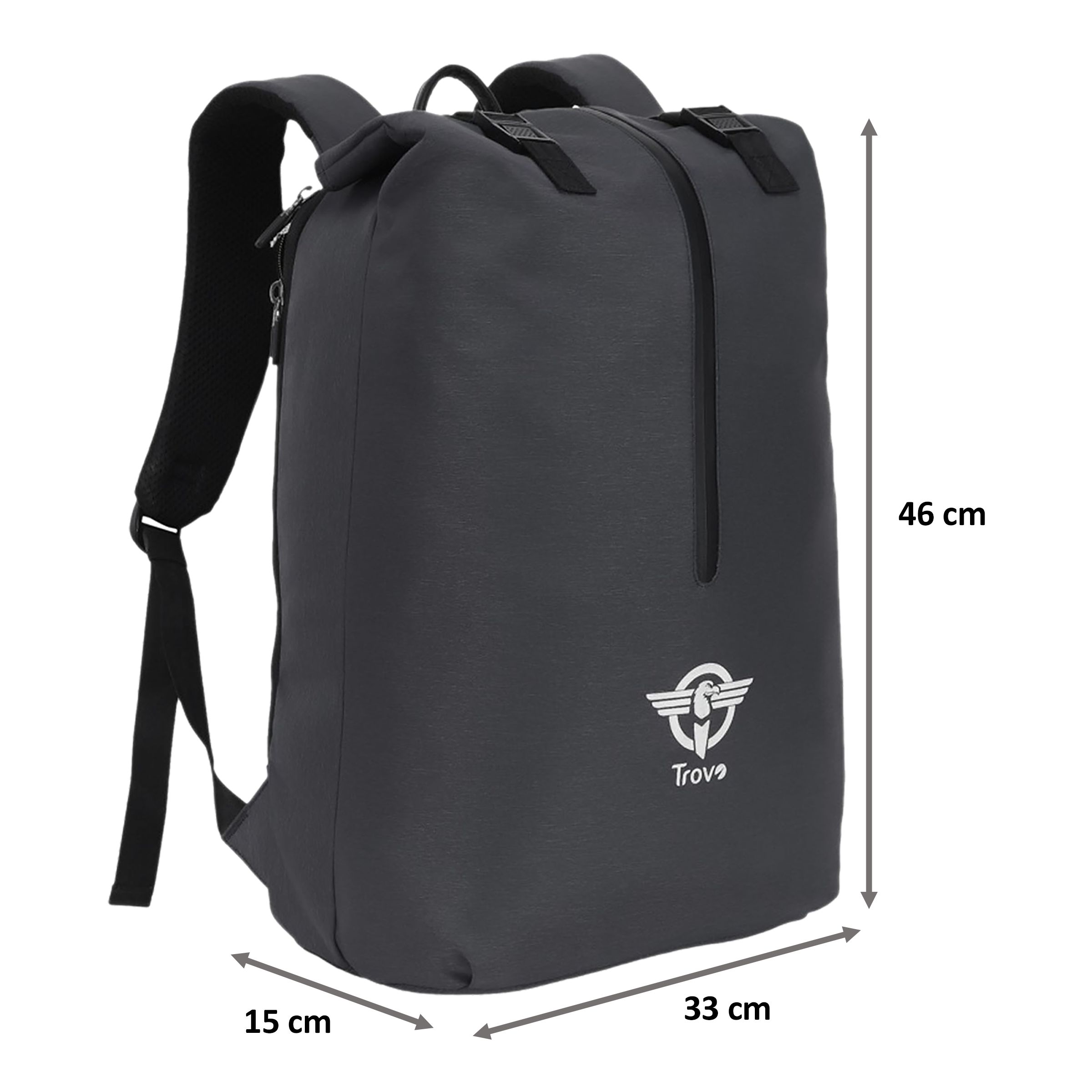 Trovo Champ Pro Plus Polyester Backpack for Laptop (Shock Proof, TLB-82-BLACK, Black)_2