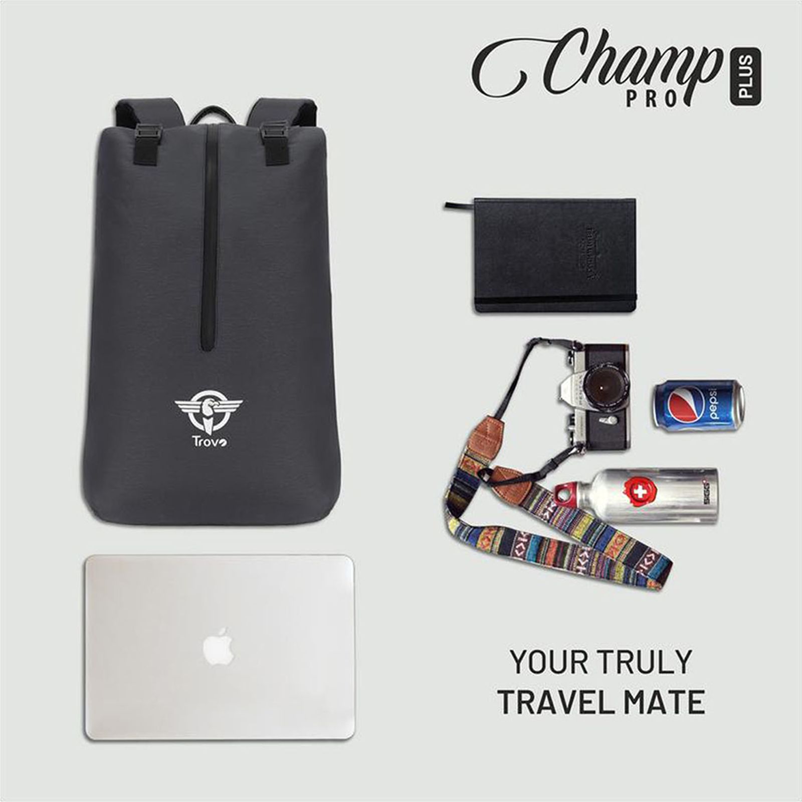 Trovo Champ Pro Plus Polyester Backpack for Laptop (Shock Proof, TLB-82-BLACK, Black)_4