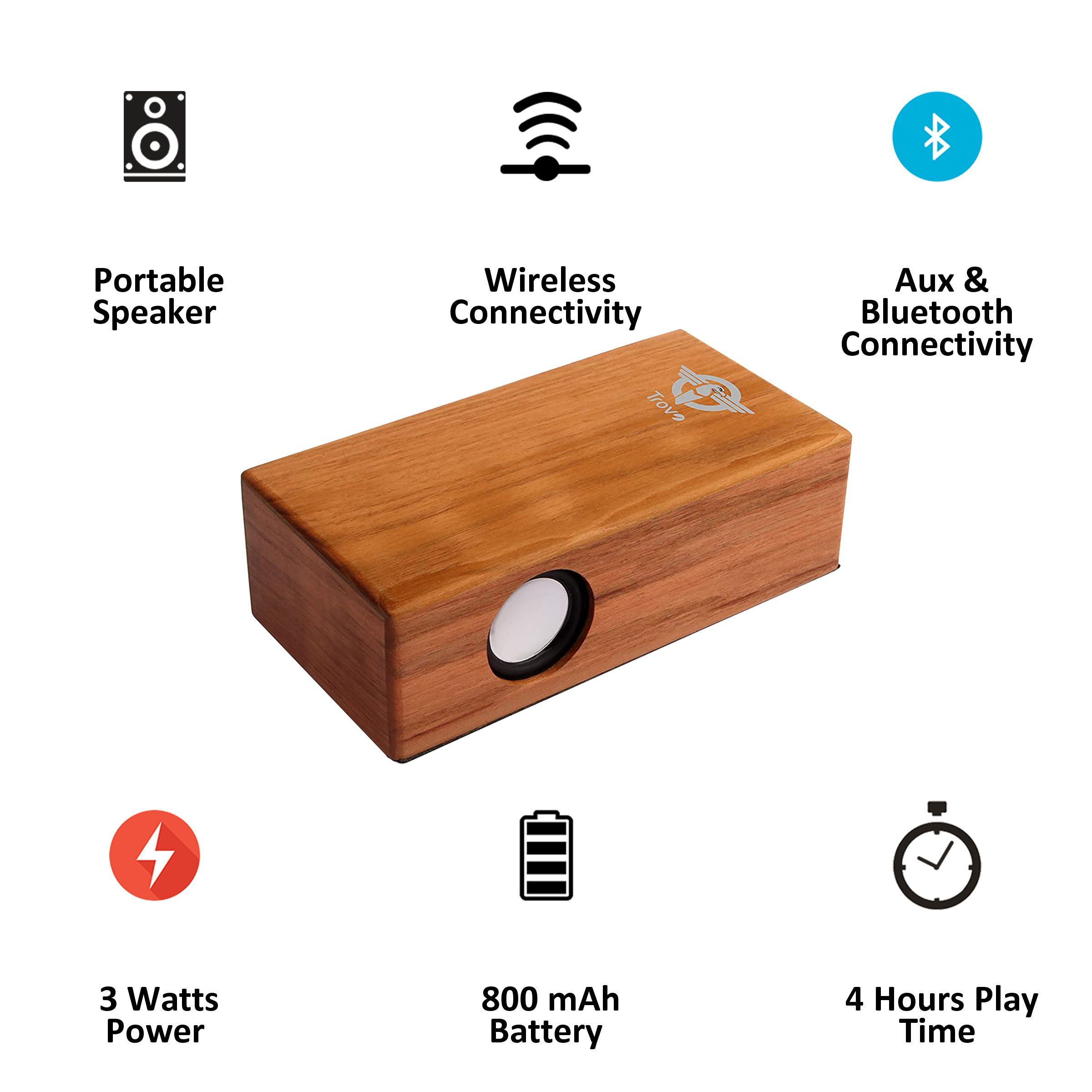 Trovo Wooden Induction 3W Portable Bluetooth Speaker (5.1 Channel, 4 Hours Playtime, Brown)_3