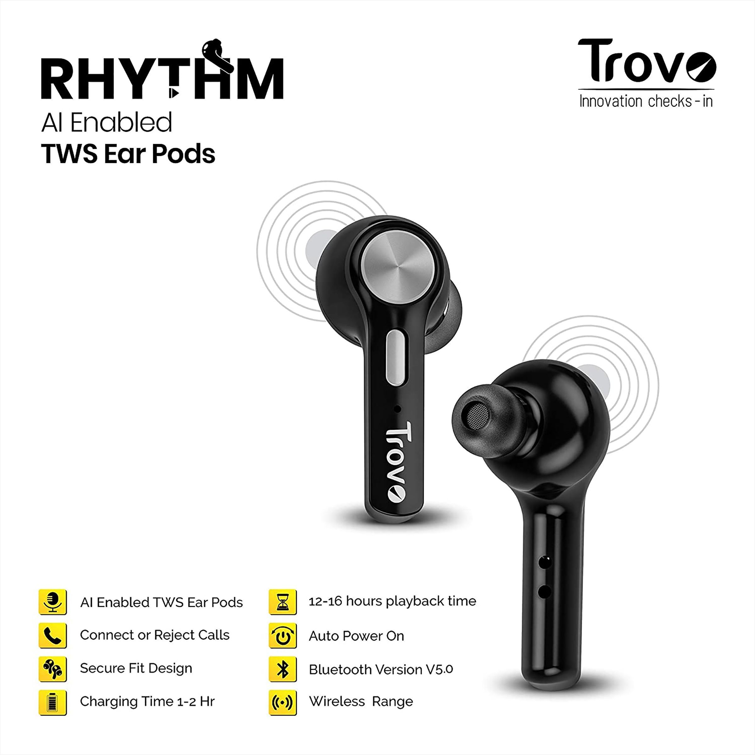 Trovo REP-35 TWS Earbuds with Noise Isolation (Waterproof, Google Assistant Enabled, Black)_8