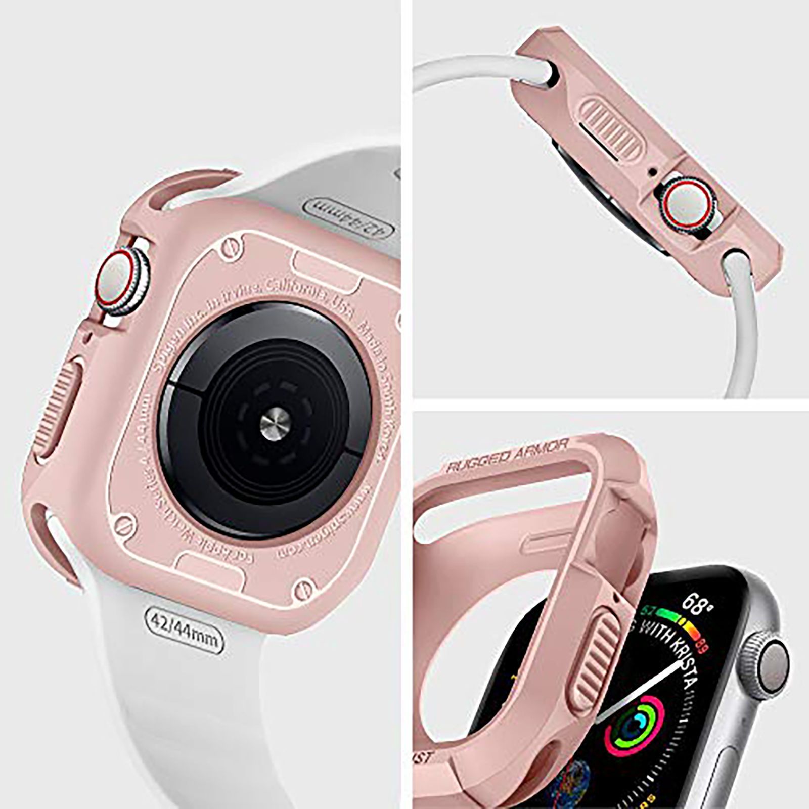 Spigen Rugged Armor TPU Case for Apple Watch Series SE 2, SE, 8, 7, 6, 5 & 4 (45mm / 44mm) (Shock-Absorbent Layer, Rose Gold)_15