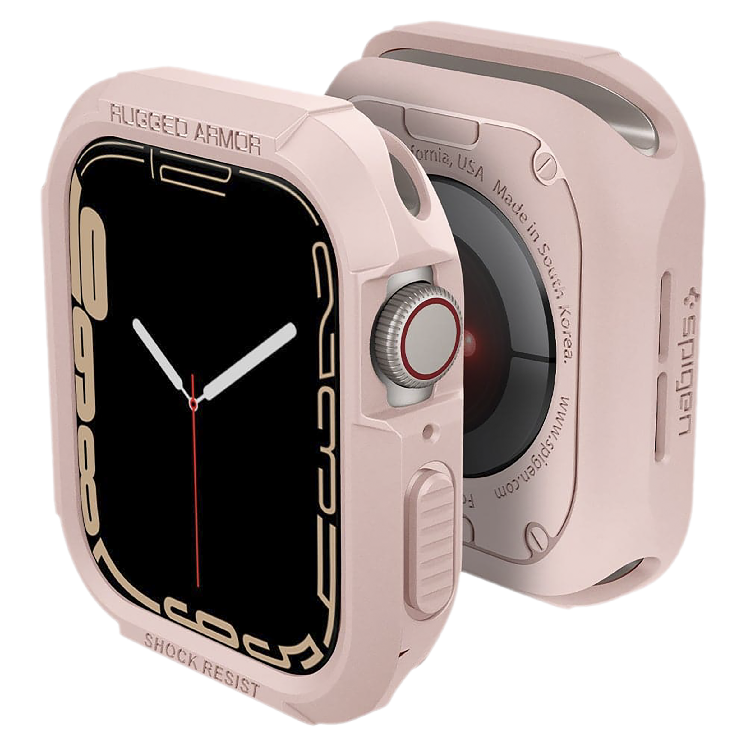 Spigen Rugged Armor TPU Case for Apple Watch Series SE 2, SE, 8, 7, 6, 5 & 4 (45mm / 44mm) (Shock-Absorbent Layer, Rose Gold)_4