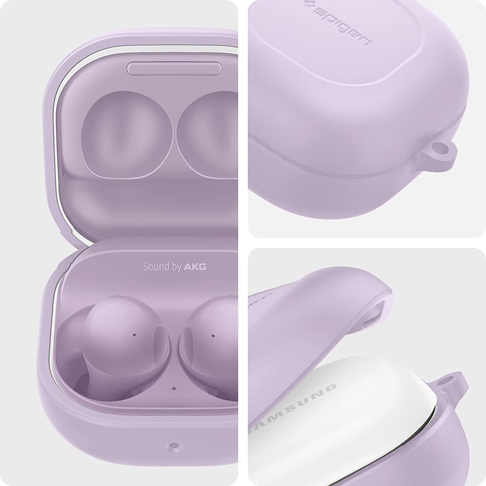 spigen Silicone Fit Silicone Full Cover Case For Galaxy Buds 2/Galaxy Buds Pro/Galaxy Buds Live (Cutout Supports The Power Light, ASD02108, Lavender)_15