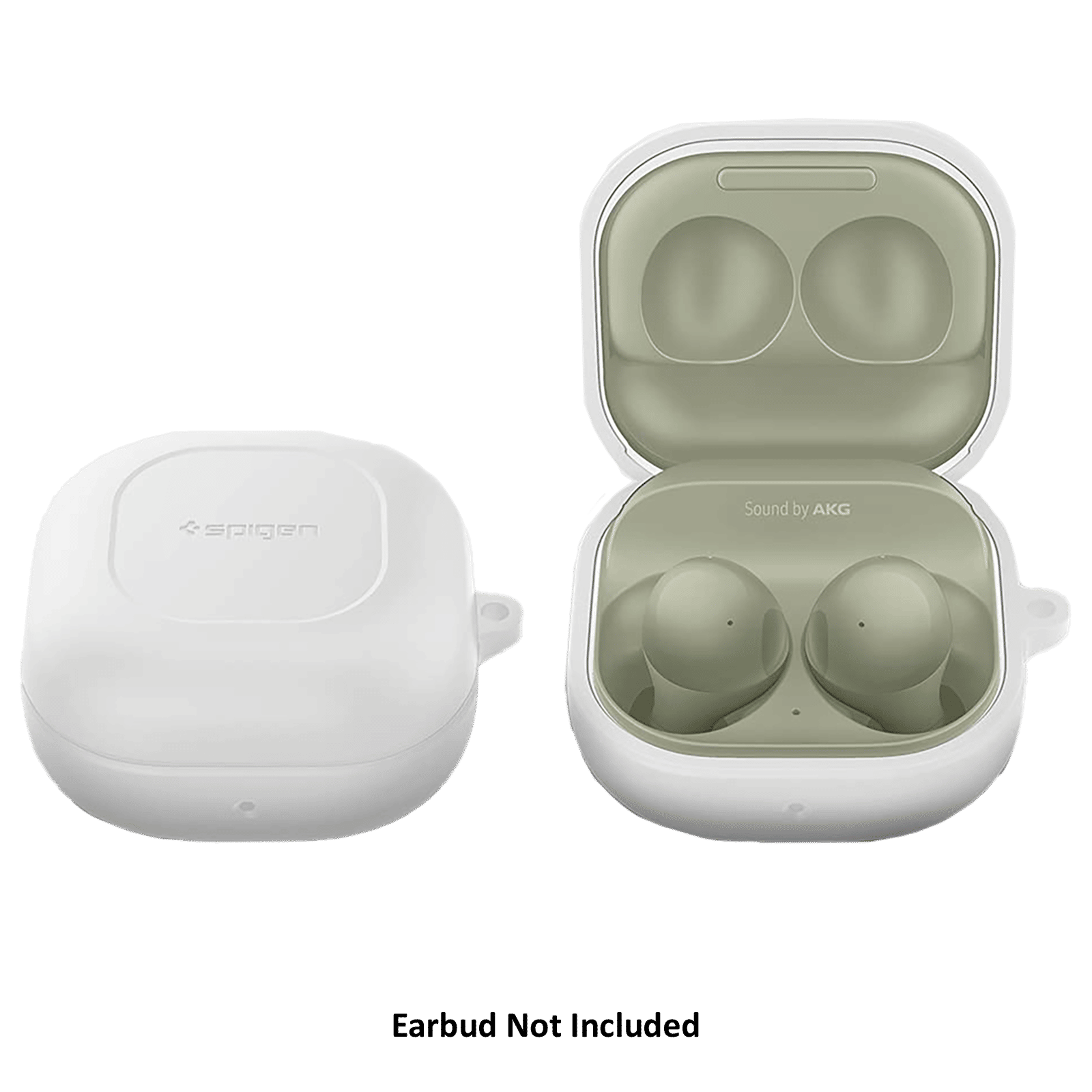 spigen Silicone Fit Silicone Full Cover Case For Galaxy Buds 2 (2021)/Galaxy Buds Pro (2021)/Galaxy Buds Live (2020) (East To Carry, ASD02105, White)_3