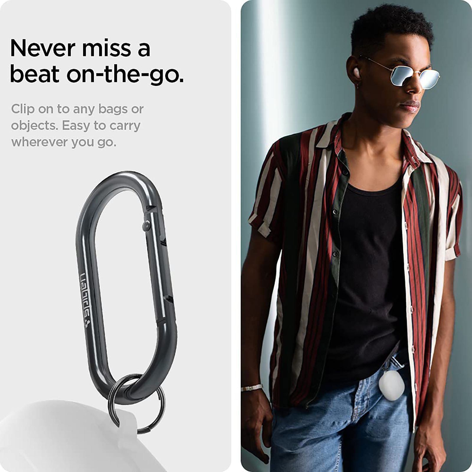 spigen Silicone Fit Silicone Full Cover Case For Galaxy Buds 2 (2021)/Galaxy Buds Pro (2021)/Galaxy Buds Live (2020) (East To Carry, ASD02105, White)_6