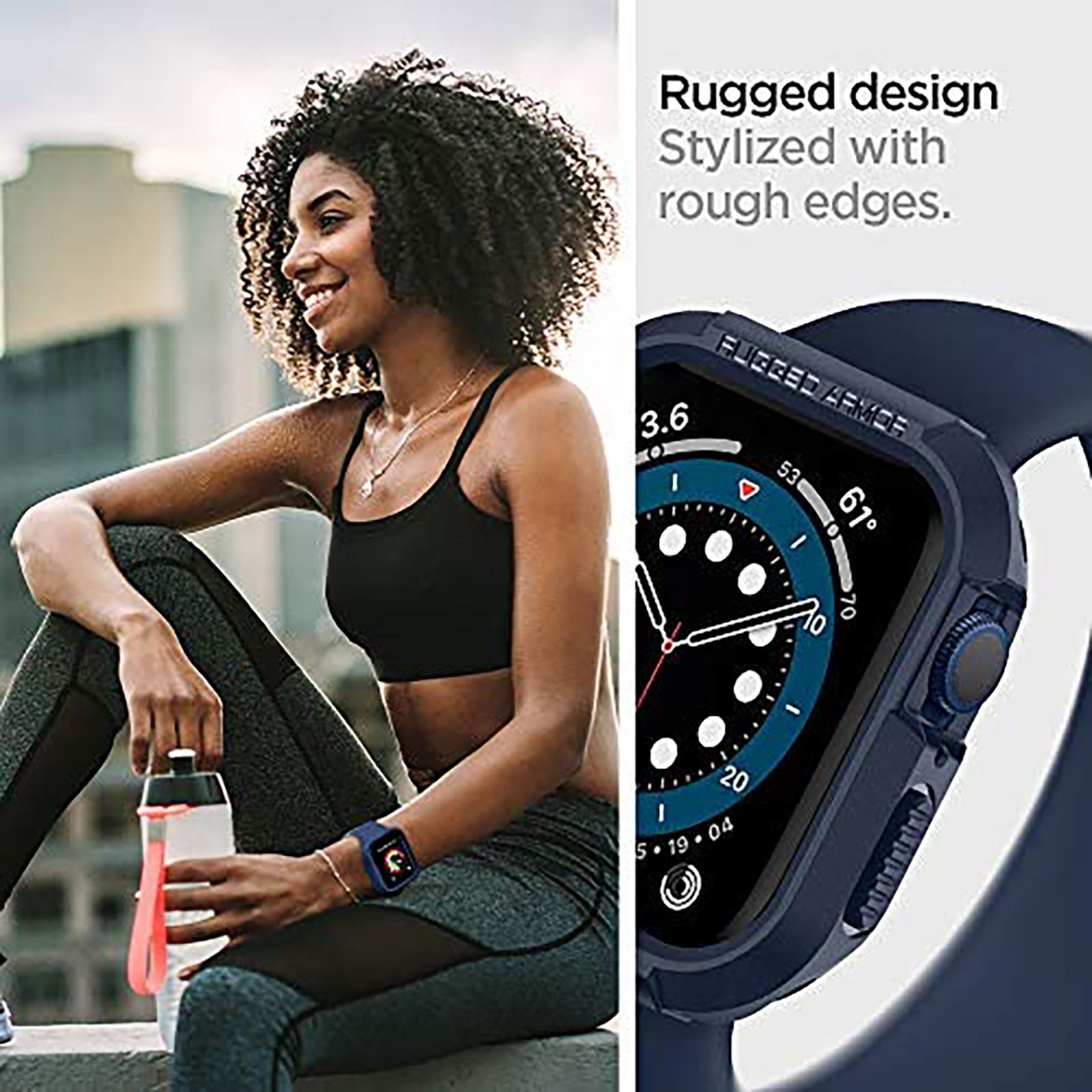 Spigen Rugged Armor TPU Case for Apple Watch Series SE 2, SE, 8, 7, 6, 5 & 4 (41mm / 40mm) (Shock-Absorbent Layer, Navy Blue)_13