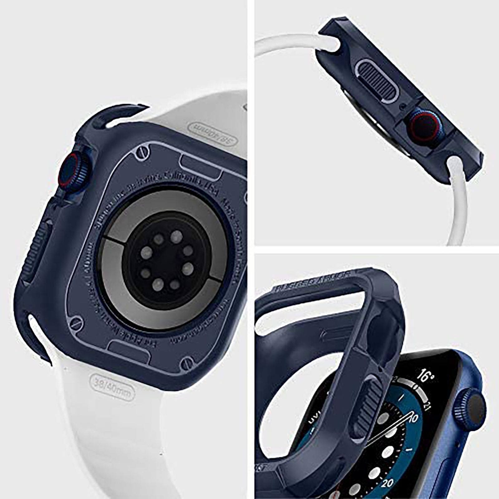 Spigen Rugged Armor TPU Case for Apple Watch Series SE 2, SE, 8, 7, 6, 5 & 4 (41mm / 40mm) (Shock-Absorbent Layer, Navy Blue)_15