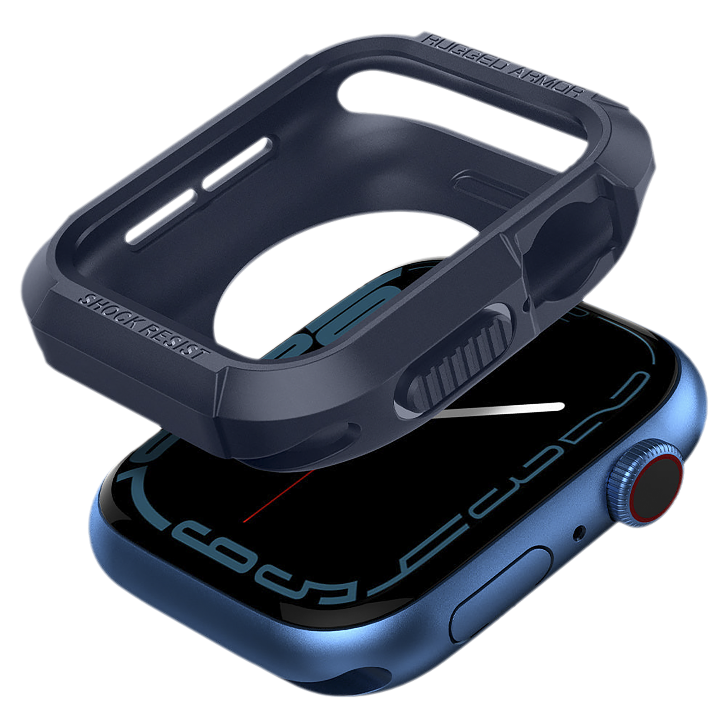Spigen Rugged Armor TPU Case for Apple Watch Series SE 2, SE, 8, 7, 6, 5 & 4 (41mm / 40mm) (Shock-Absorbent Layer, Navy Blue)_10