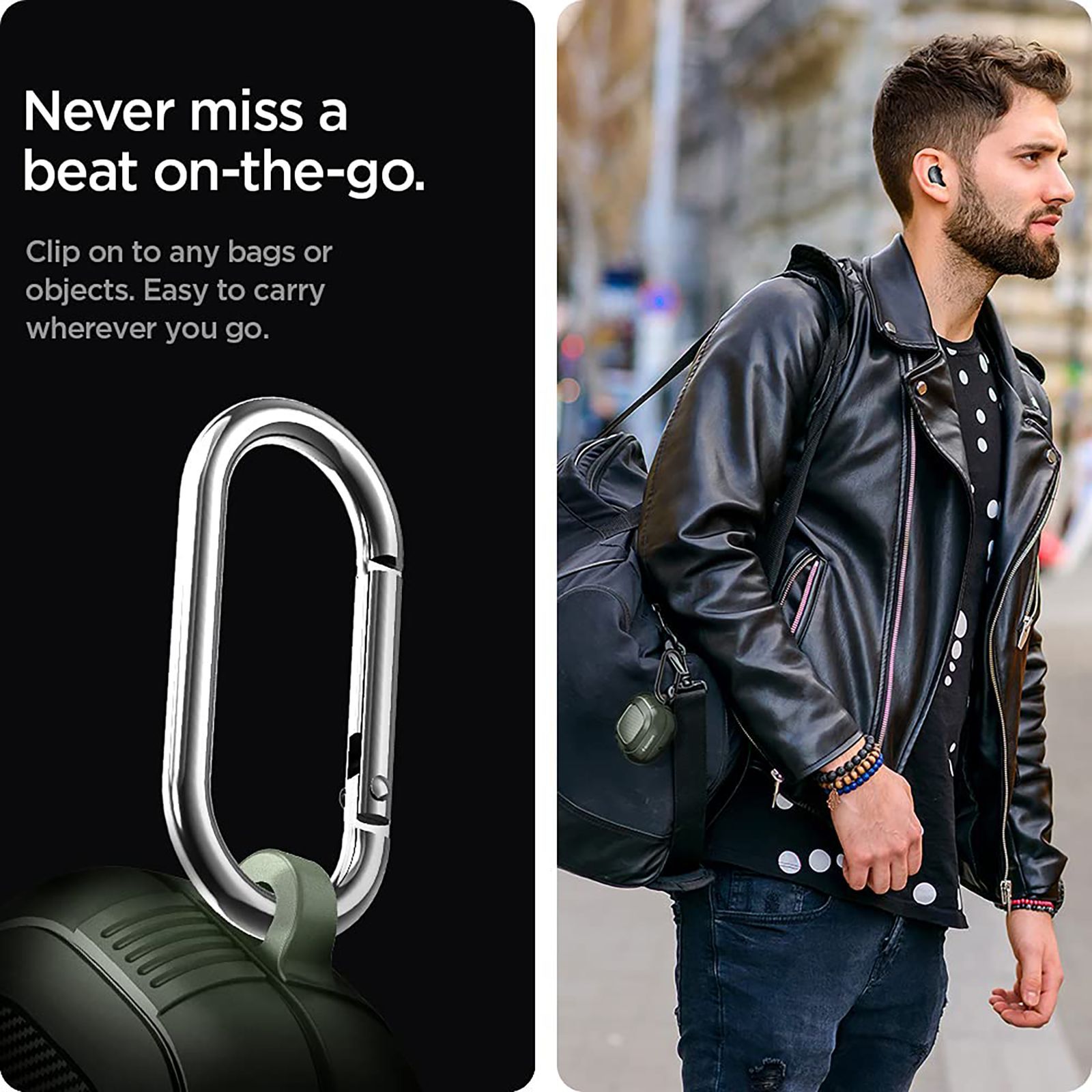 spigen Rugged Armor TPU & PC Full Cover Case For Galaxy Buds 2/Galaxy Buds Pro/Galaxy Buds Live (Cutout Supports The Power Light, ASD02474, Military Green)_11