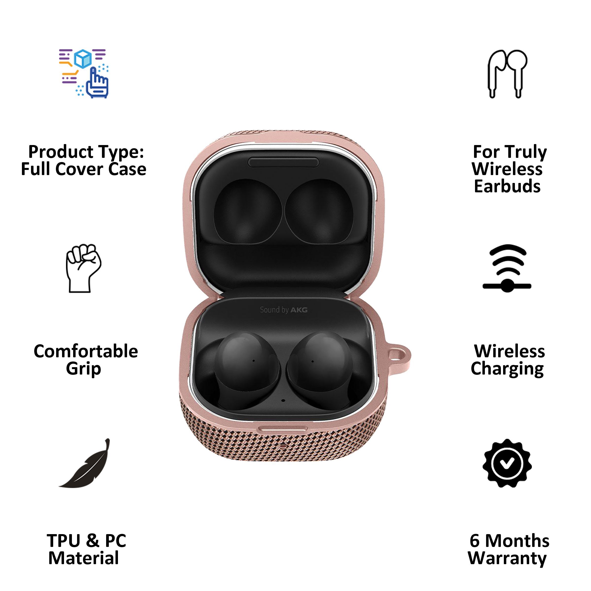 spigen Classic Fit TPU and Polycarbonate Back Cover for Galaxy Buds 2, Galaxy Buds Pro and Galaxy Buds Live (Metal Carabiner, Bronze)_6