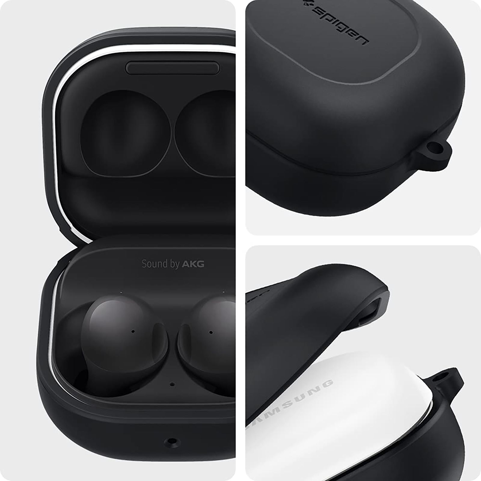 spigen Silicone Fit Silicone Full Cover Case For Galaxy Buds 2/Galaxy Buds Pro/Galaxy Buds Live (Cutout Supports The Power Light, ASD01277, Black)_15