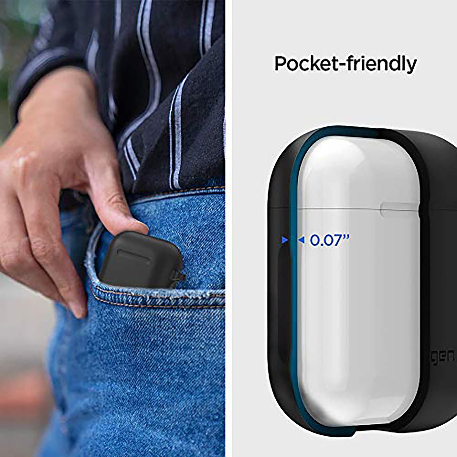 spigen Silicone Fit TPU Full Cover Case For Apple AirPods (Flexible & Shock-Absorbent Layer, 066CS24808, Black) spigen Silicone Fit TPU Full Cover Case For Apple AirPods (Flexible & Shock-Absorbent Layer, 066CS24808, Black)_3