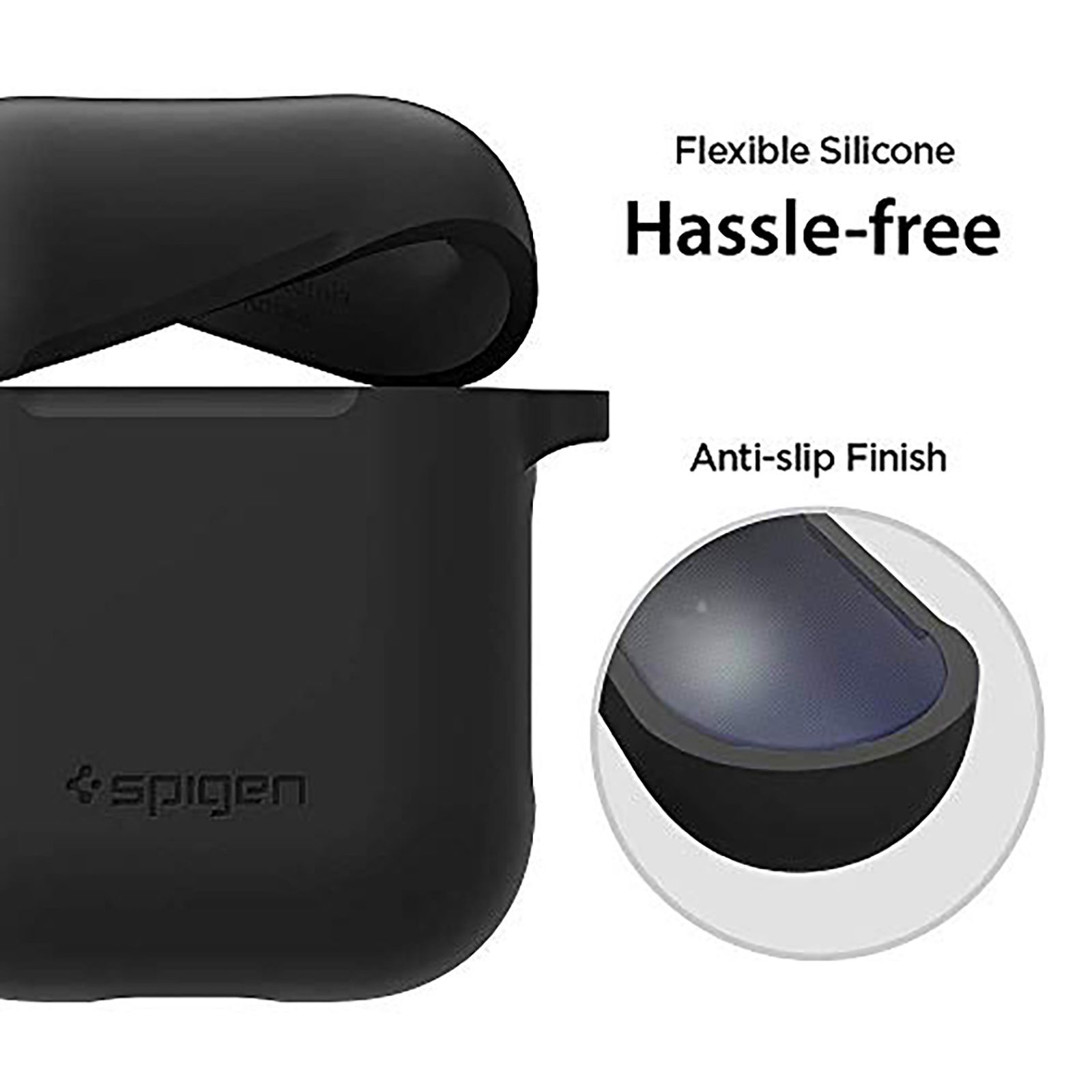 spigen Silicone Fit TPU Full Cover Case For Apple AirPods (Flexible & Shock-Absorbent Layer, 066CS24808, Black) spigen Silicone Fit TPU Full Cover Case For Apple AirPods (Flexible & Shock-Absorbent Layer, 066CS24808, Black)_4
