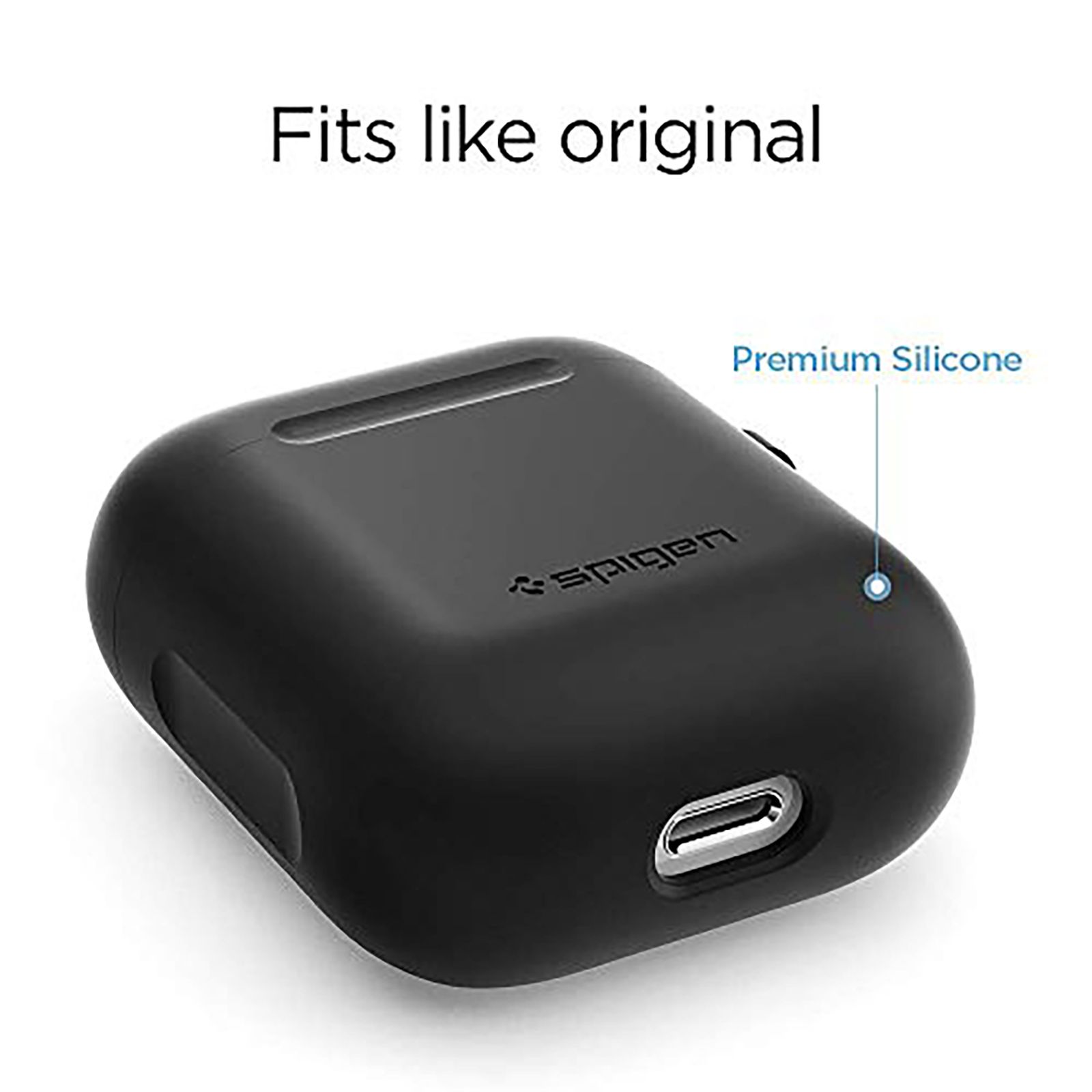 spigen Silicone Fit TPU Full Cover Case For Apple AirPods (Flexible & Shock-Absorbent Layer, 066CS24808, Black) spigen Silicone Fit TPU Full Cover Case For Apple AirPods (Flexible & Shock-Absorbent Layer, 066CS24808, Black)_8