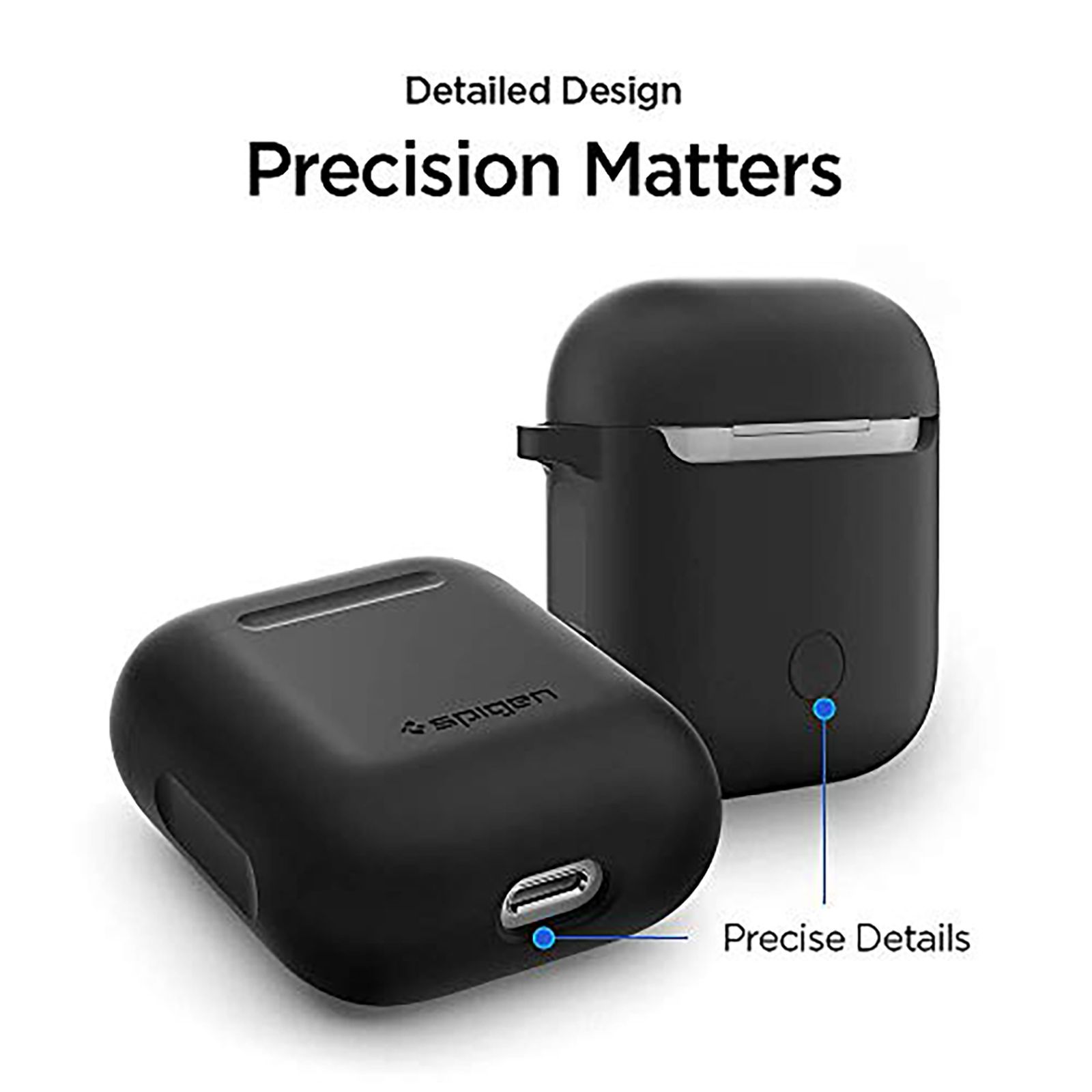 spigen Silicone Fit TPU Full Cover Case For Apple AirPods (Flexible & Shock-Absorbent Layer, 066CS24808, Black) spigen Silicone Fit TPU Full Cover Case For Apple AirPods (Flexible & Shock-Absorbent Layer, 066CS24808, Black)_10