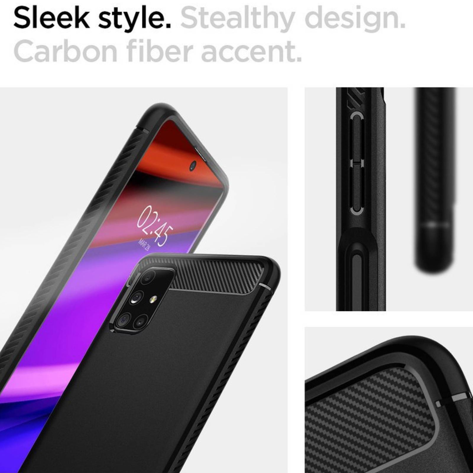 spigen Rugged Armor TPU Back Cover for SAMSUNG Galaxy M31s (Air Cushion Technology, Matte Black)_3