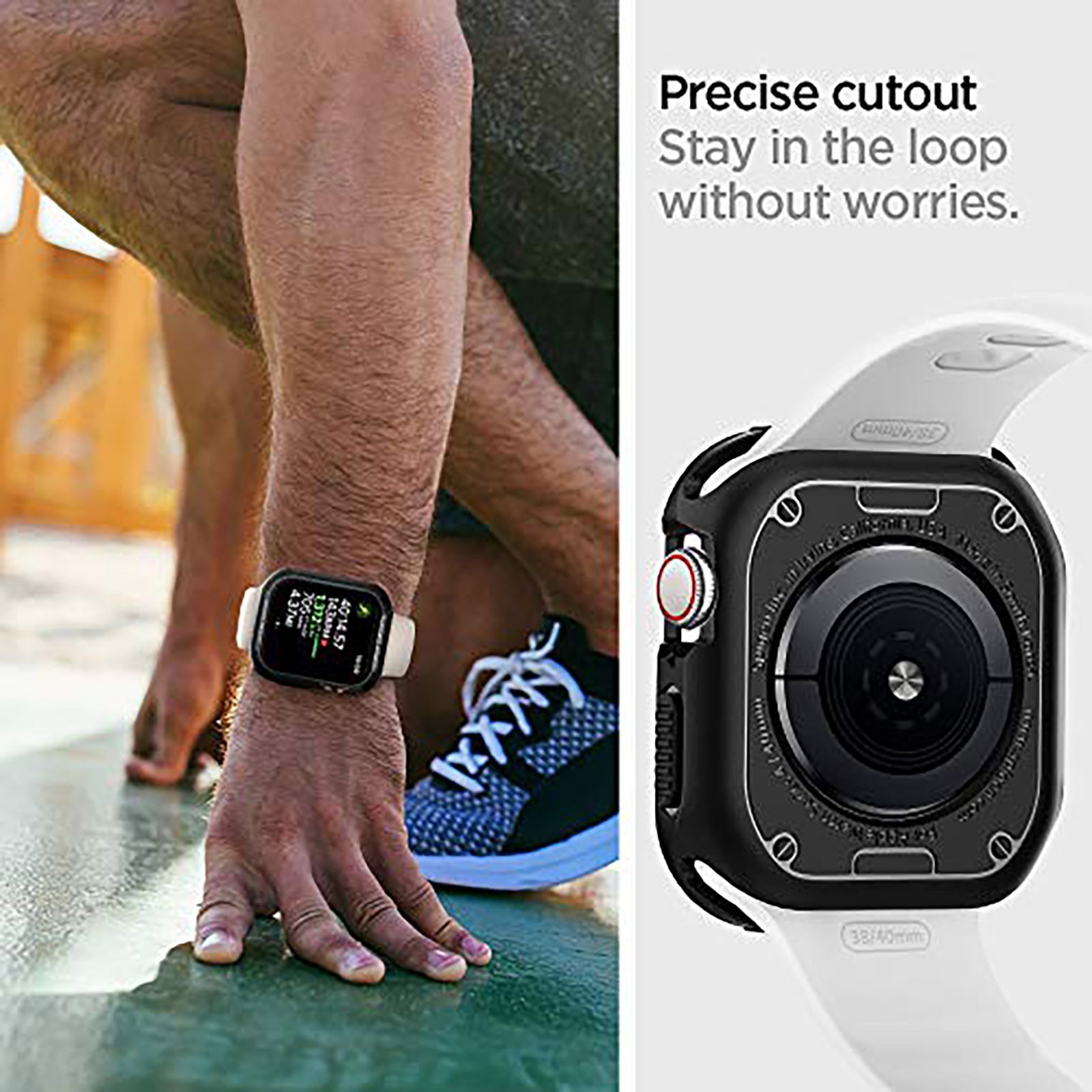 spigen Rugged Armor TPU Case for Apple Watch Series 9, 8, SE2, 7, 6, SE, 5, 4 (41mm / 40mm) (Raised Bezels, Matte Black) spigen Rugged Armor TPU Case for Apple Watch Series 9, 8, SE2, 7, 6, SE, 5, 4 (41mm / 40mm) (Raised Bezels, Matte Black)_13