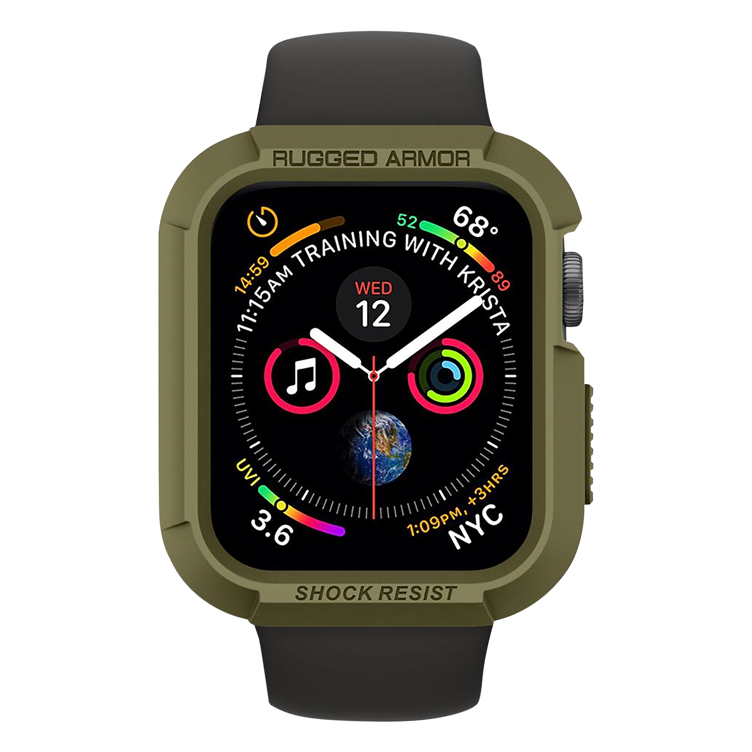 Spigen Rugged Armor TPU Case for Apple Watch Series SE 2, SE, 8, 7, 6, 5 & 4 (45mm / 44mm) (Shock-Absorbent Layer, Olive Green)_3