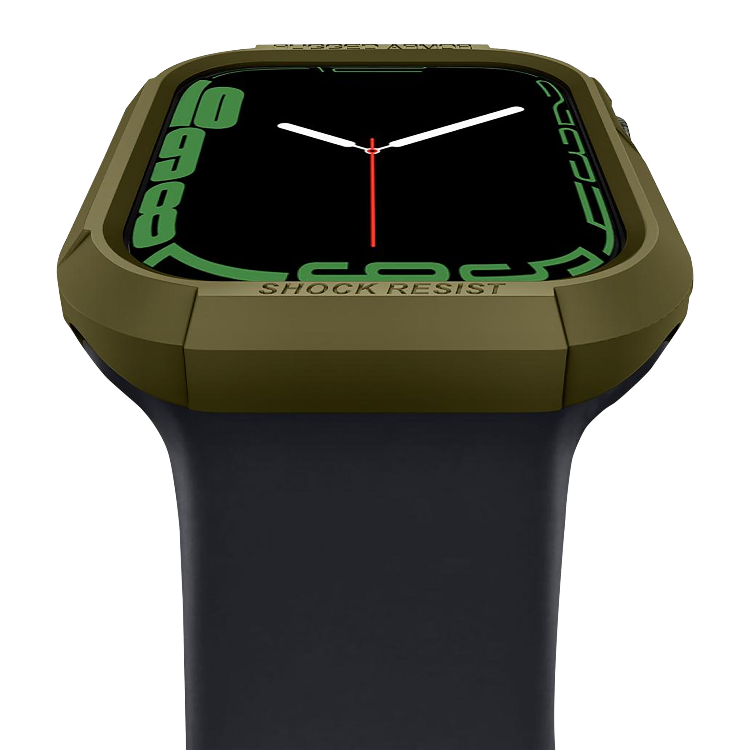 Spigen Rugged Armor TPU Case for Apple Watch Series SE 2, SE, 8, 7, 6, 5 & 4 (45mm / 44mm) (Shock-Absorbent Layer, Olive Green)_6