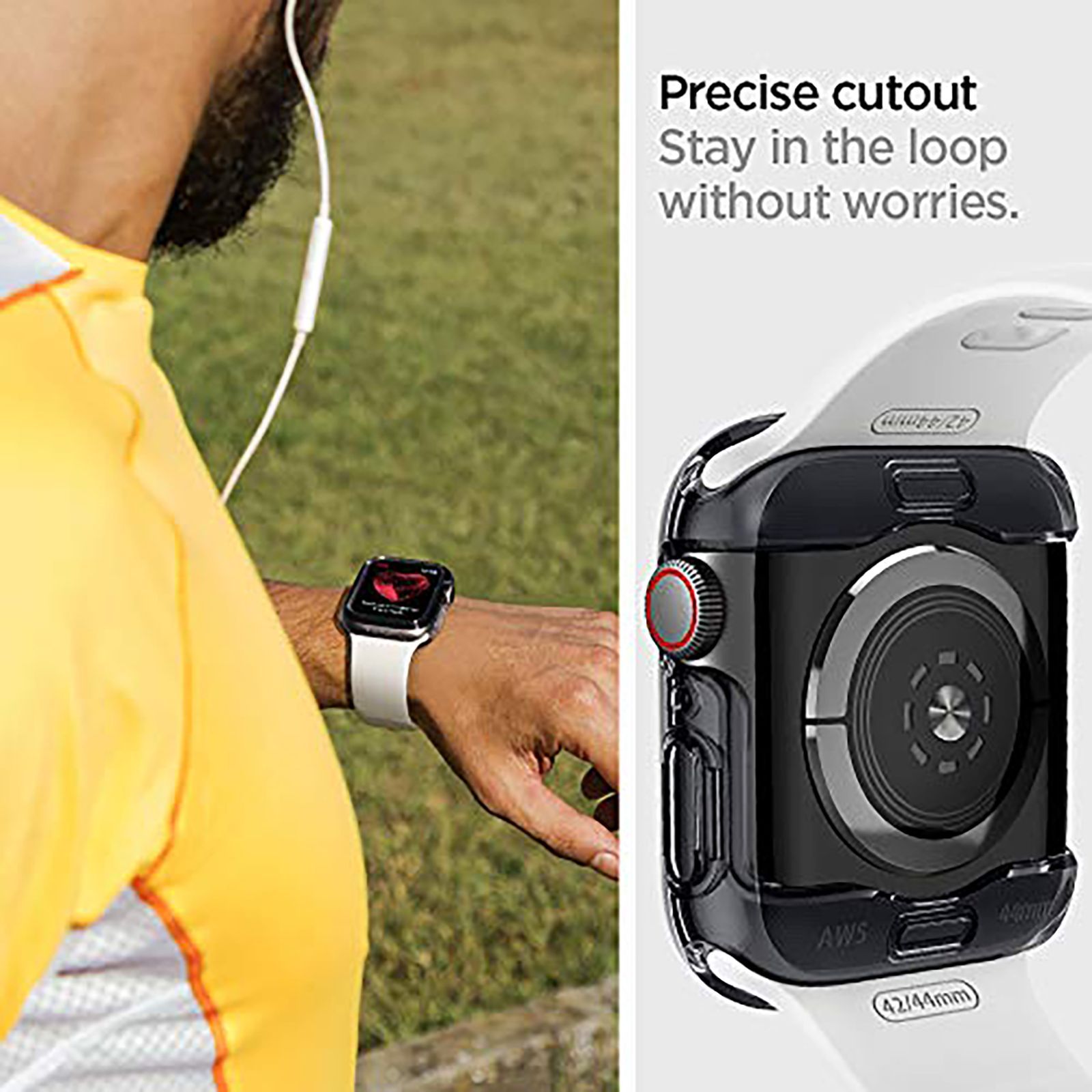 Spigen Ultra Hybrid TPU & Polycarbonate Case for Apple Watch Series SE 2, SE, 6, 5 & 4 (44mm) (Shock-Absorbent Layer, Space Crystal)_10