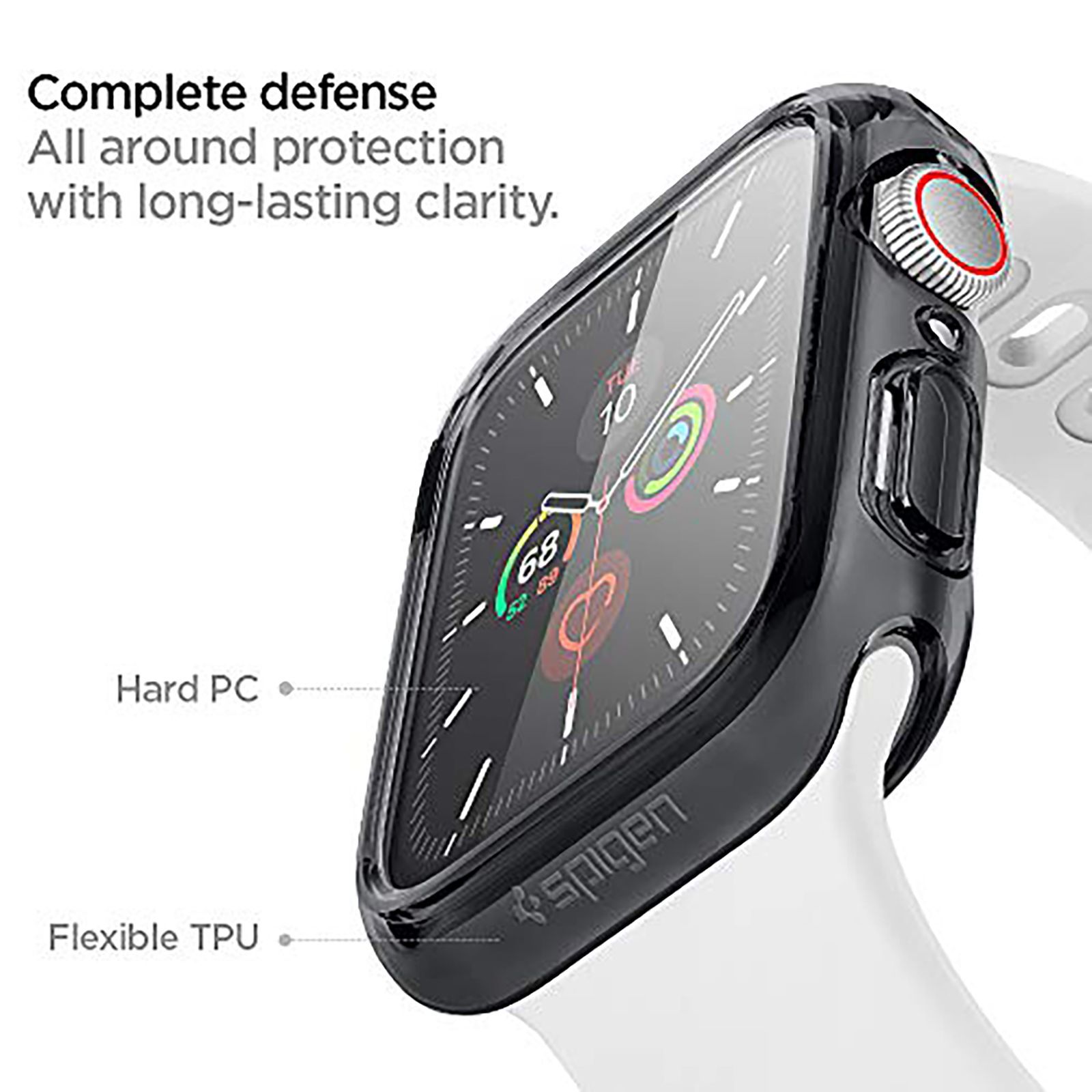 Spigen Ultra Hybrid TPU & Polycarbonate Case for Apple Watch Series SE 2, SE, 6, 5 & 4 (44mm) (Shock-Absorbent Layer, Space Crystal)_11