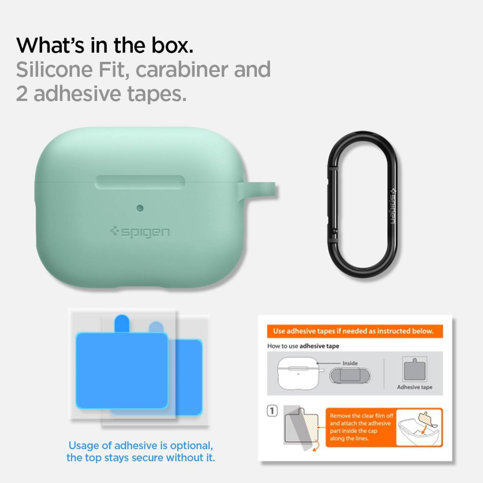 spigen Silicone Fit Silicone Full Cover Case For Airpods Pro (Shock Absorbent, ASD02170, Apple Mint)_3