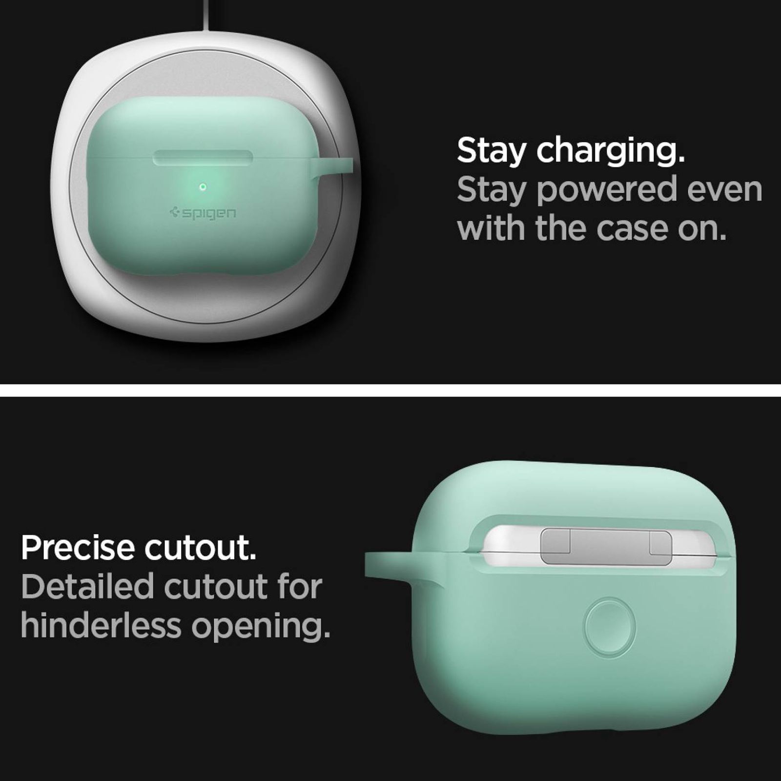 spigen Silicone Fit Silicone Full Cover Case For Airpods Pro (Shock Absorbent, ASD02170, Apple Mint)_5