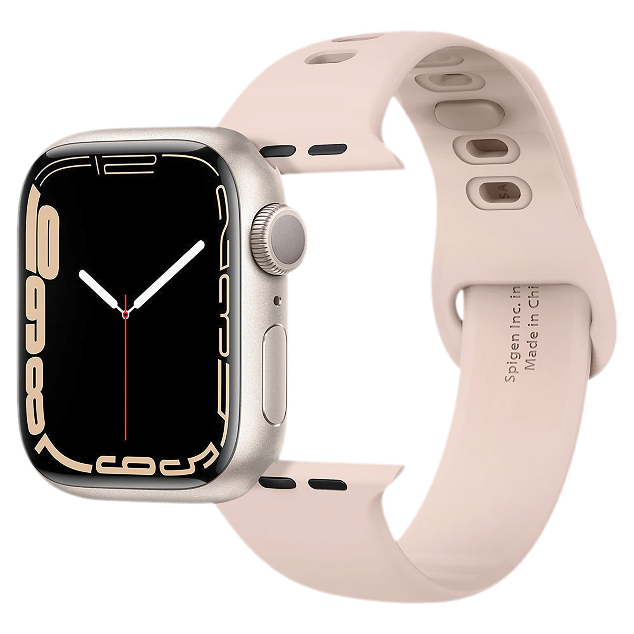 Spigen Silicone Band for Apple Watch Series SE, 7, 6, 5, 4, 3, 2 & 1 (41mm / 40mm / 38mm) (Adjustable Length, Rose Gold)_1
