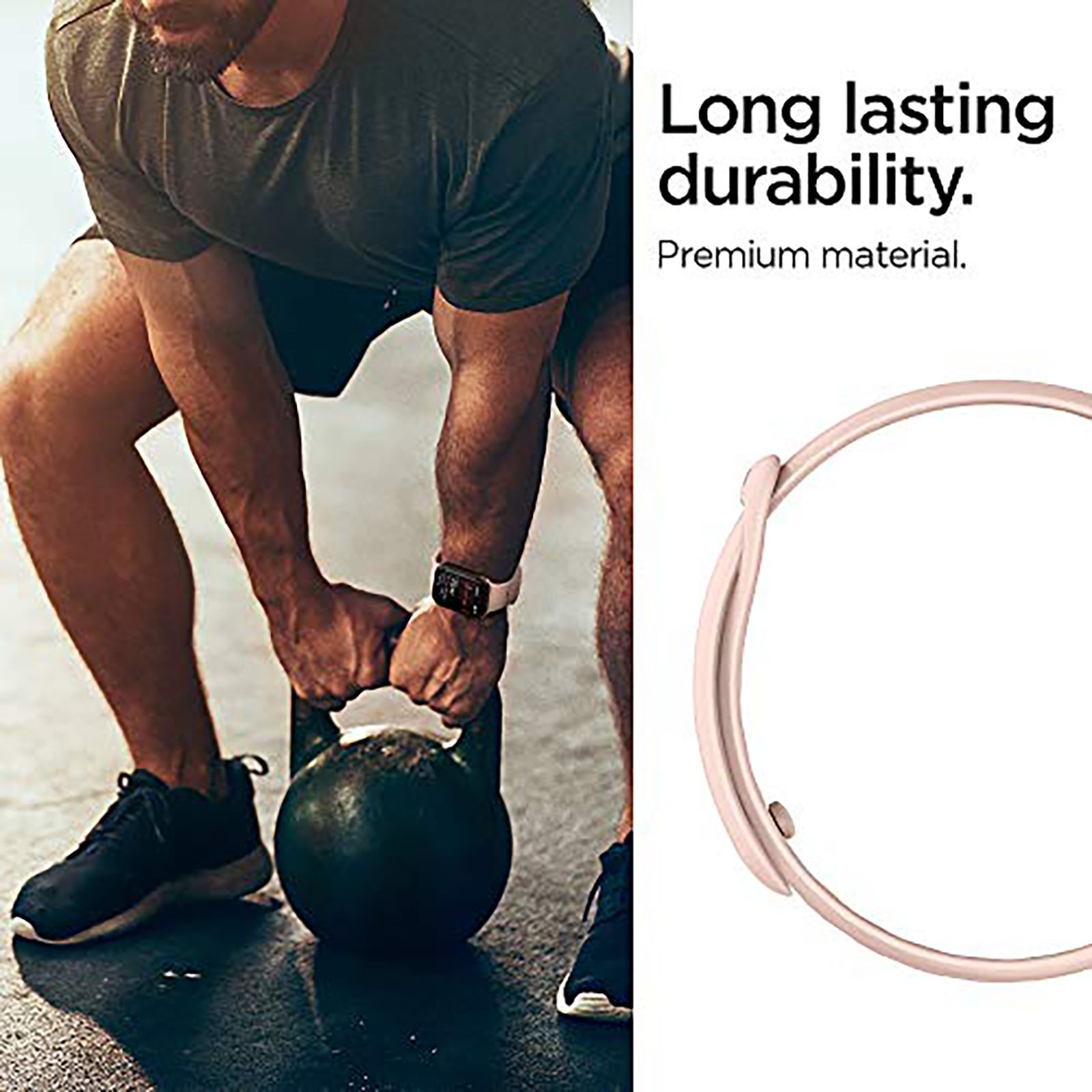 Spigen Silicone Band for Apple Watch Series SE, 7, 6, 5, 4, 3, 2 & 1 (41mm / 40mm / 38mm) (Adjustable Length, Rose Gold)_9