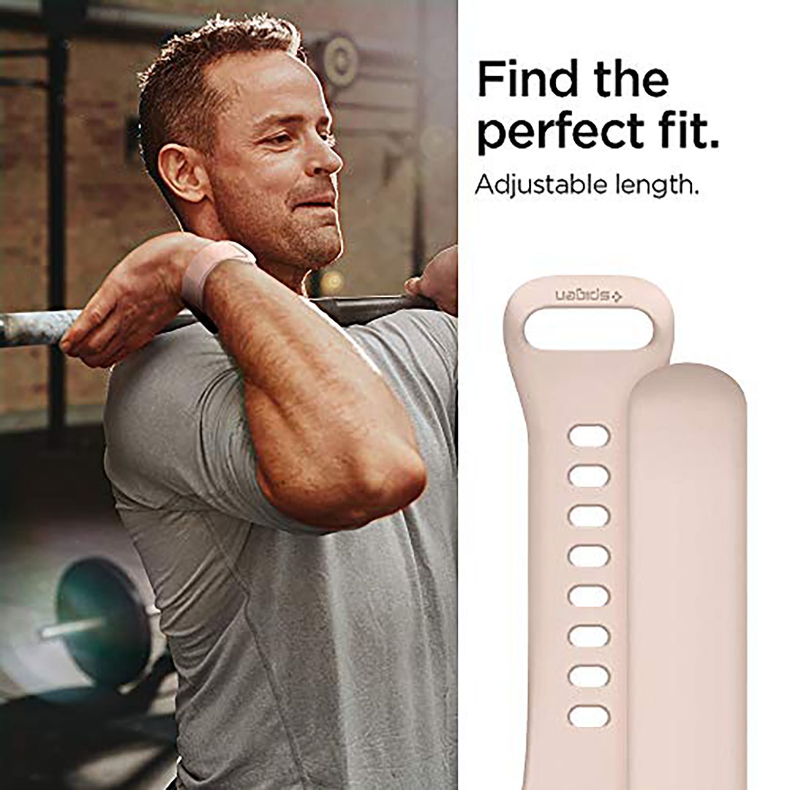 Spigen Silicone Band for Apple Watch Series SE, 7, 6, 5, 4, 3, 2 & 1 (41mm / 40mm / 38mm) (Adjustable Length, Rose Gold)_10