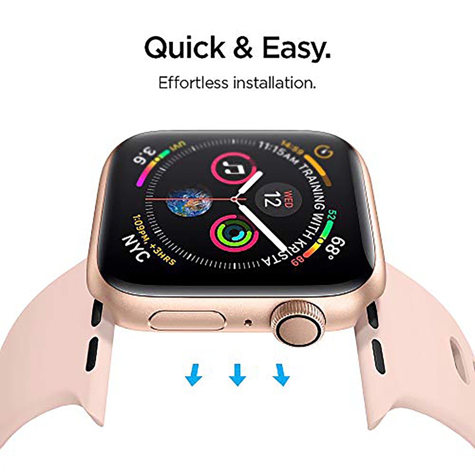 Spigen Silicone Band for Apple Watch Series SE, 7, 6, 5, 4, 3, 2 & 1 (41mm / 40mm / 38mm) (Adjustable Length, Rose Gold)_13
