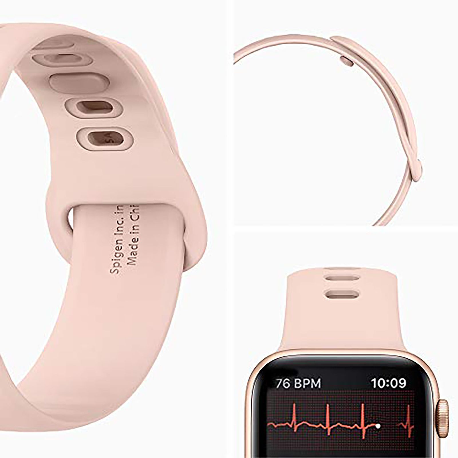 Spigen Silicone Band for Apple Watch Series SE, 7, 6, 5, 4, 3, 2 & 1 (41mm / 40mm / 38mm) (Adjustable Length, Rose Gold)_14