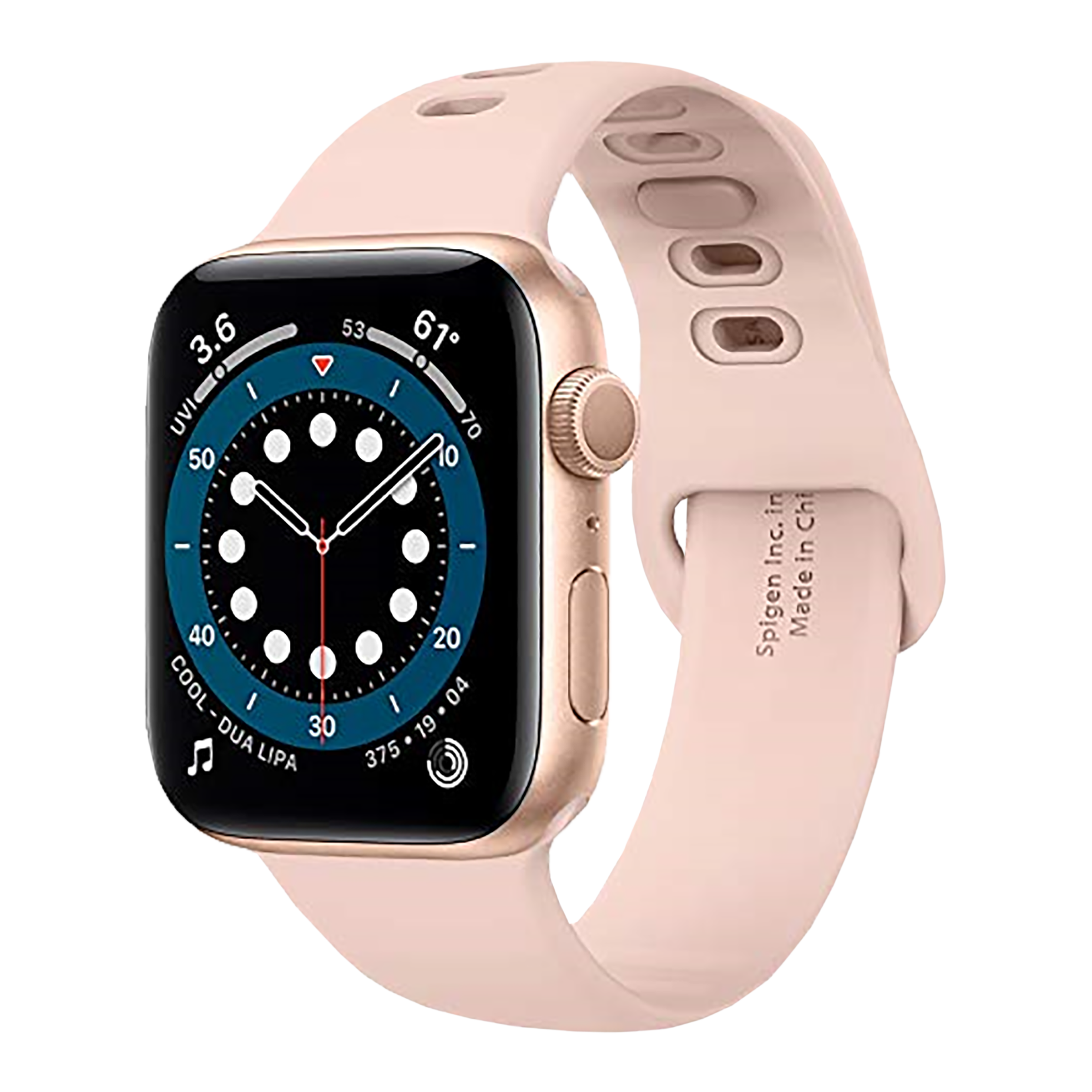 Spigen Silicone Band for Apple Watch Series SE, 7, 6, 5, 4, 3, 2 & 1 (41mm / 40mm / 38mm) (Adjustable Length, Rose Gold)_3