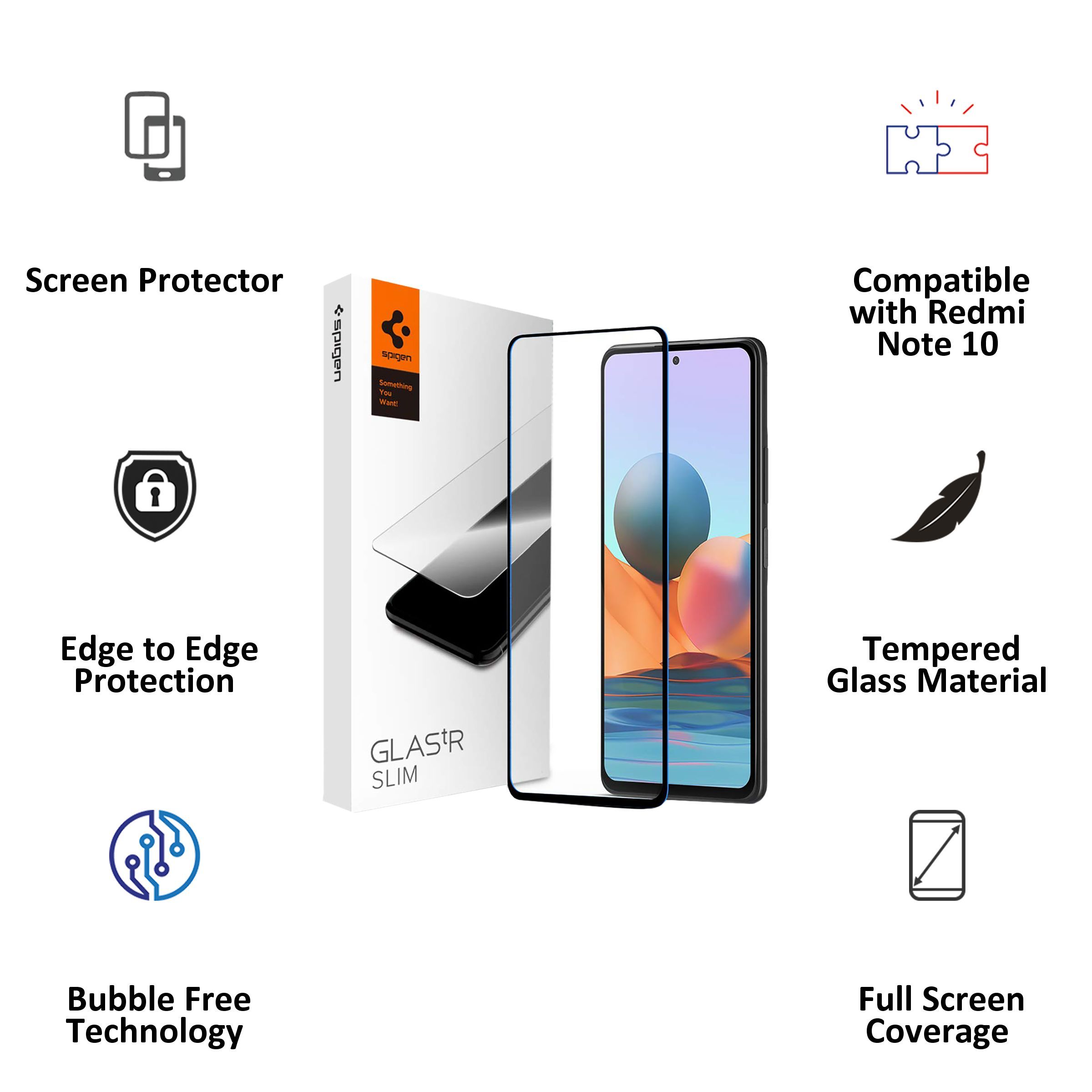 spigen GLAStR Slim Tempered Glass for Xiaomi Redmi Note 10 Pro (Bubble Proof)_2
