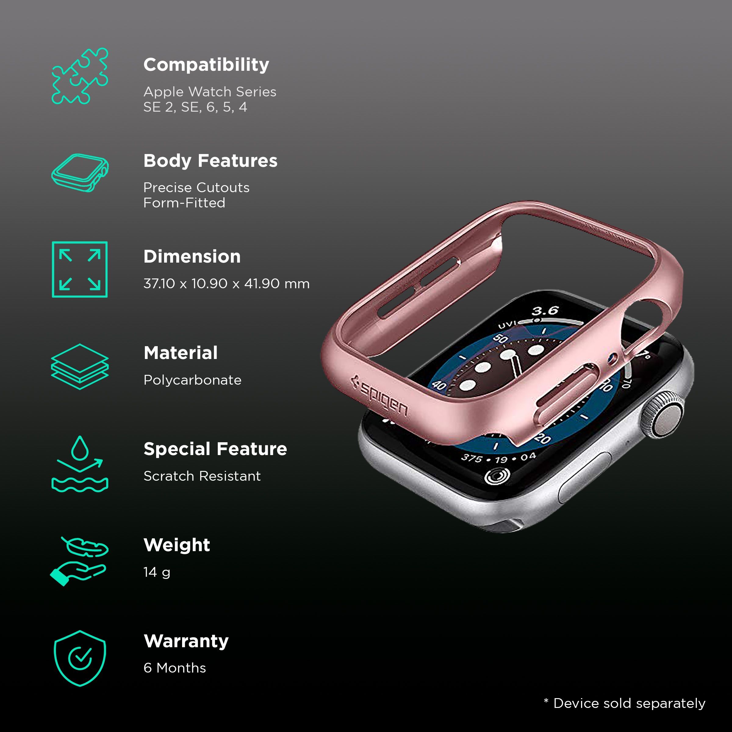 spigen Thin Fit PC Case for Apple Watch Series 9, 8, 7 (45mm) (Scratch Resistance, Rose Gold) spigen Thin Fit PC Case for Apple Watch Series 9, 8, 7 (45mm) (Scratch Resistance, Rose Gold)_2