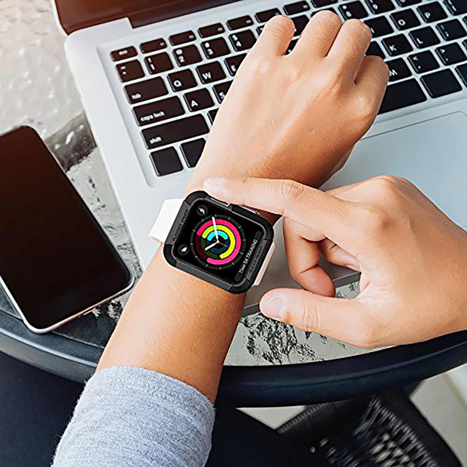 Spigen Rugged Armor TPU Case for Apple Watch Series 3, 2 & 1 (38mm) (Scratches & Bumps Protection, Black) Spigen Rugged Armor TPU Case for Apple Watch Series 3, 2 & 1 (38mm) (Scratches & Bumps Protection, Black)_10