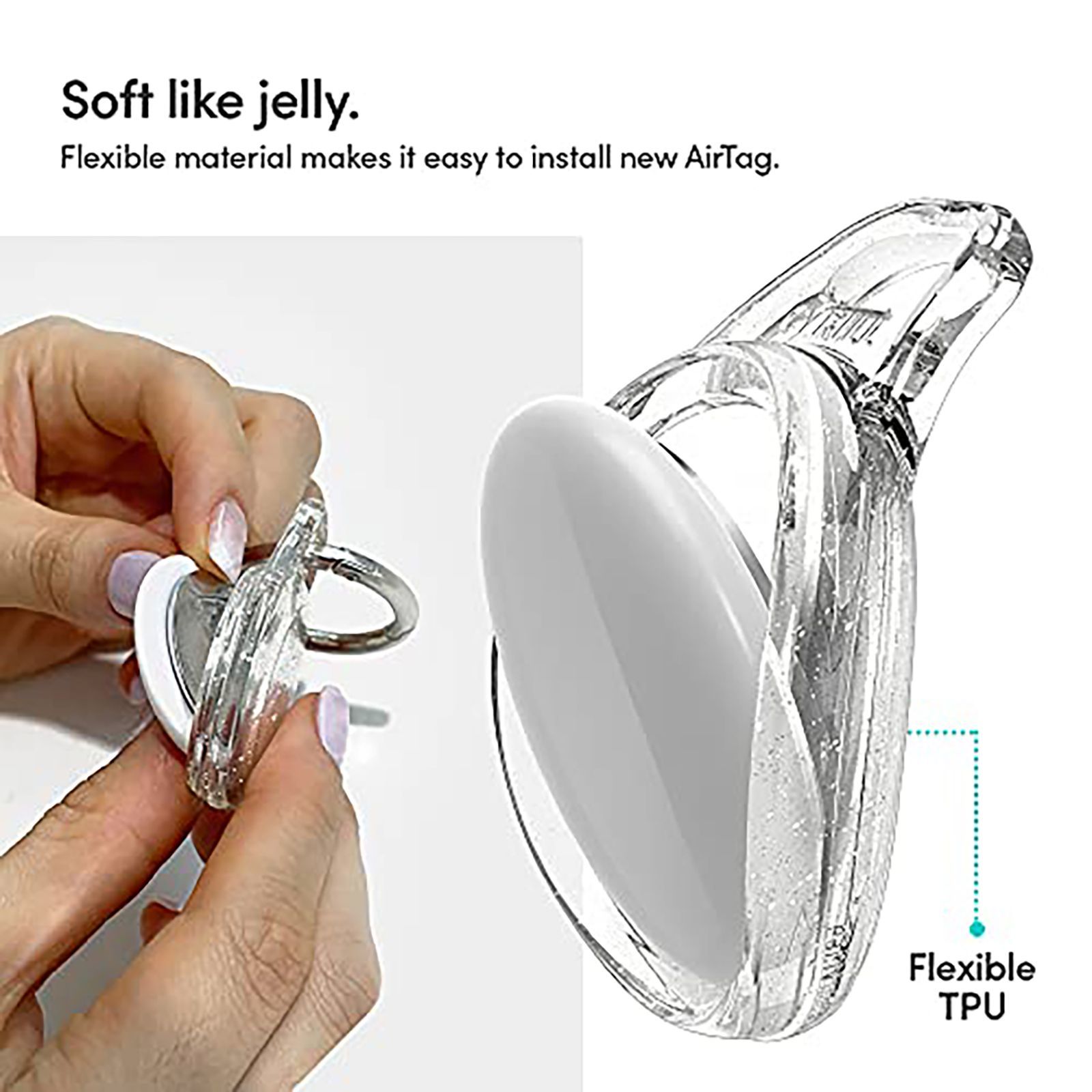 spigen Shine TPU Full Cover Case For Apple AirTag (Scratch Free, AHP03125, Clear Glitter) spigen Shine TPU Full Cover Case For Apple AirTag (Scratch Free, AHP03125, Clear Glitter)_7