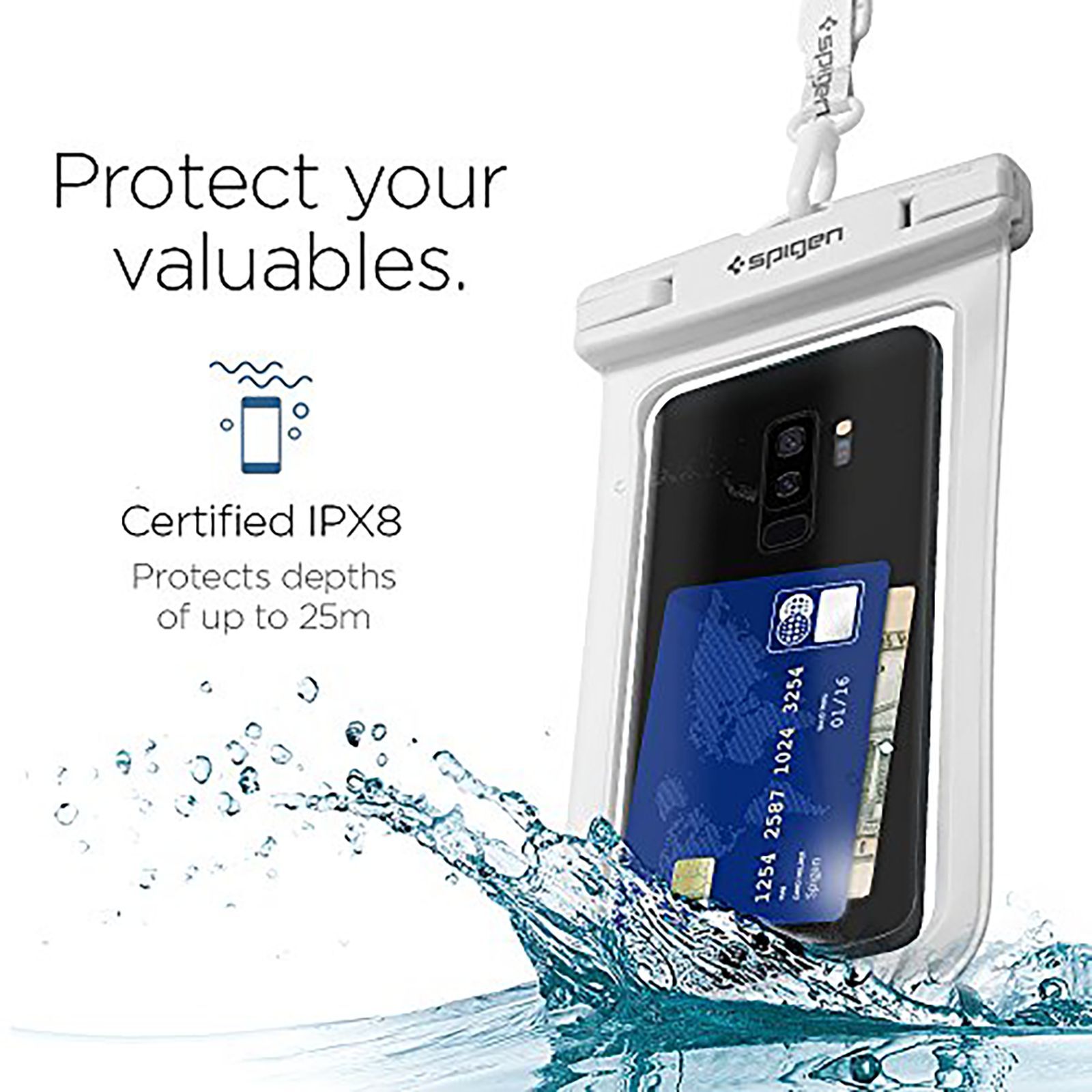 spigen TPU Full Cover Case For Universal Mobiles (IPX8 Certified Waterproof, White)_9