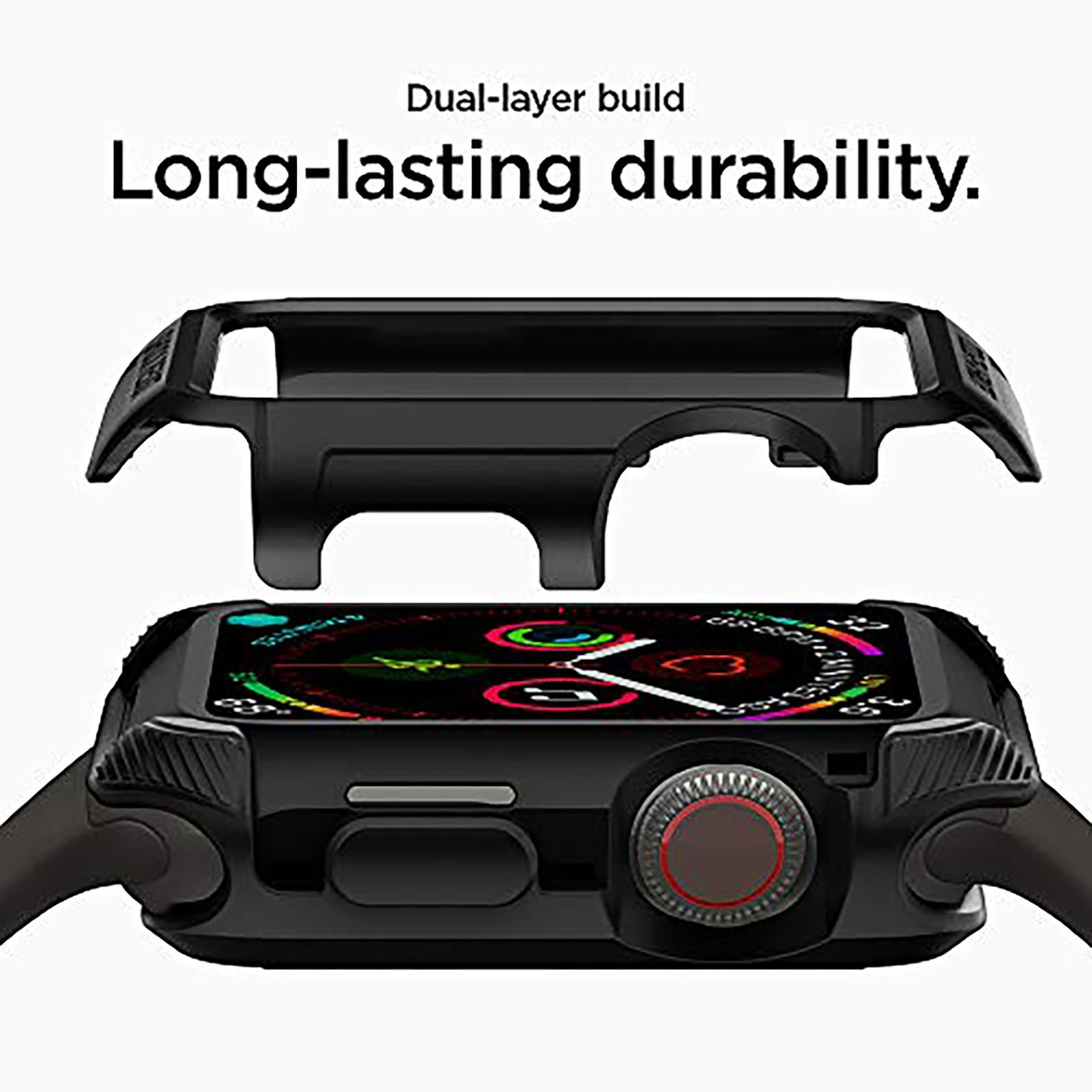 Spigen Tough Armor TPU & Polycarbonate Case for Apple Watch Series SE 2, SE, 6, 5 & 4 (44mm) (Shock-Absorbent Layer, Black)_13