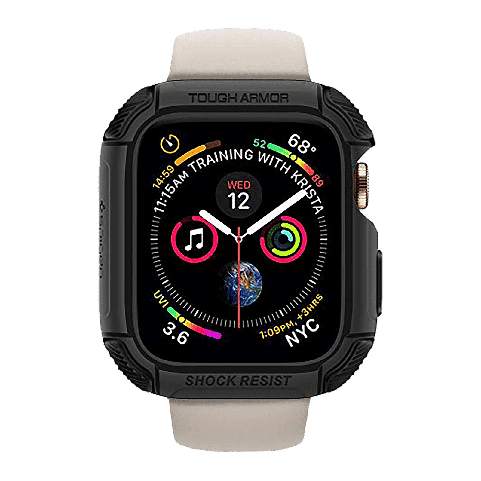 Spigen Tough Armor TPU & Polycarbonate Case for Apple Watch Series SE 2, SE, 6, 5 & 4 (44mm) (Shock-Absorbent Layer, Black)_3