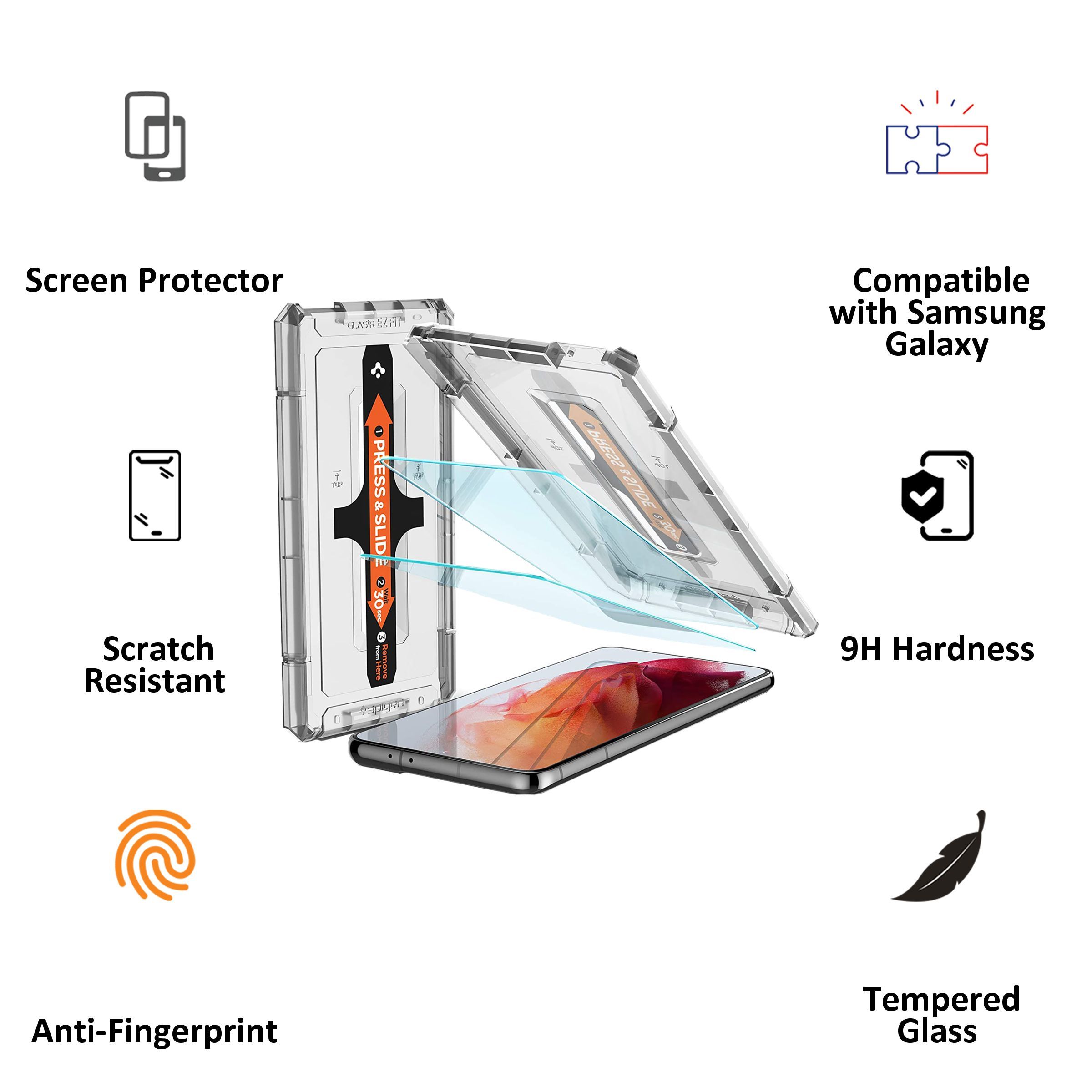 spigen GLAStR EZ FIT Tempered Glass for Samsung Galaxy S21 5G (Scratch Resistant) spigen GLAStR EZ FIT Tempered Glass for Samsung Galaxy S21 5G (Scratch Resistant)_2