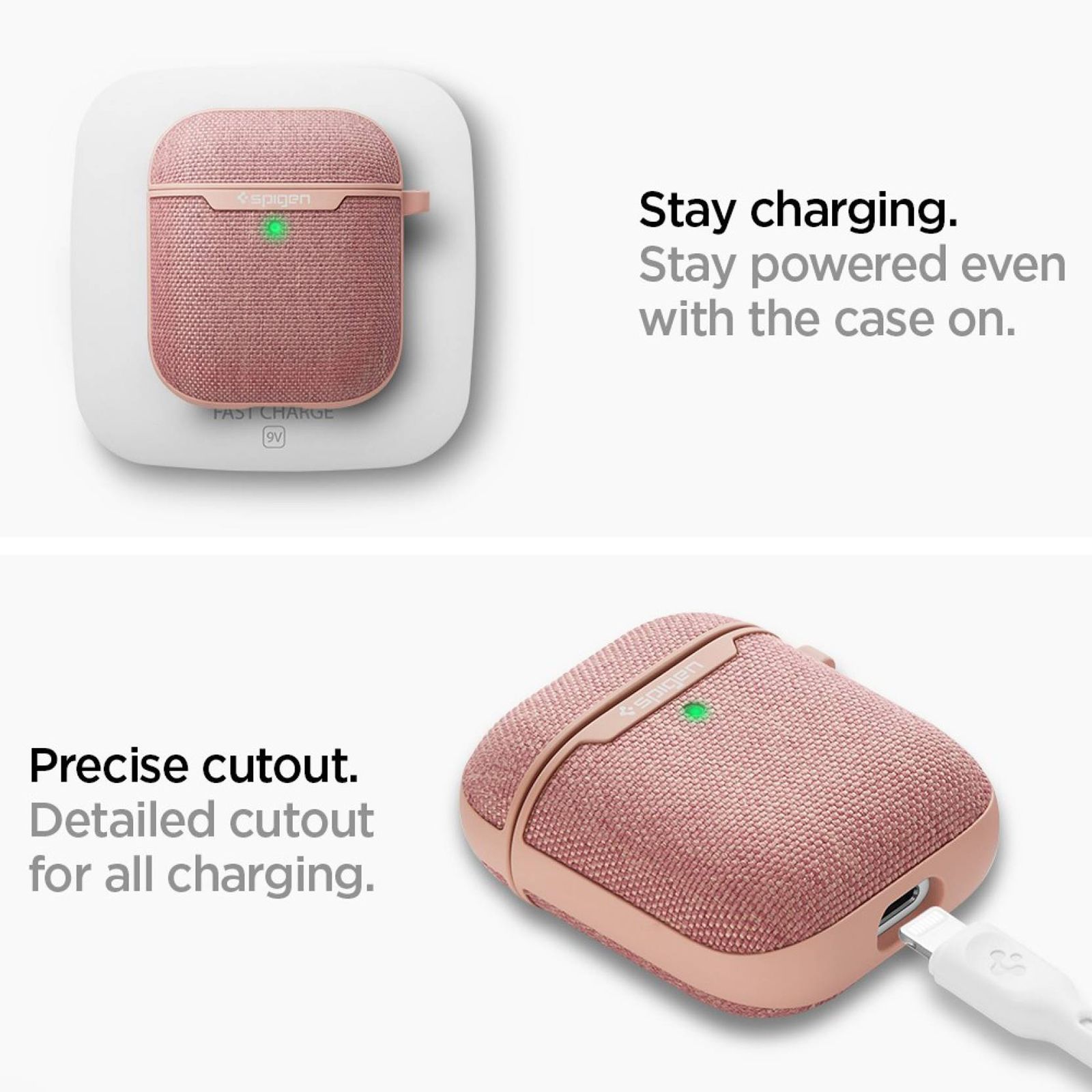 spigen Urban Fit PC & Fabric Full Cover Case For AirPods 1/AirPods 2 (Scratch-Free, 074CS27598, Rose Gold)_11