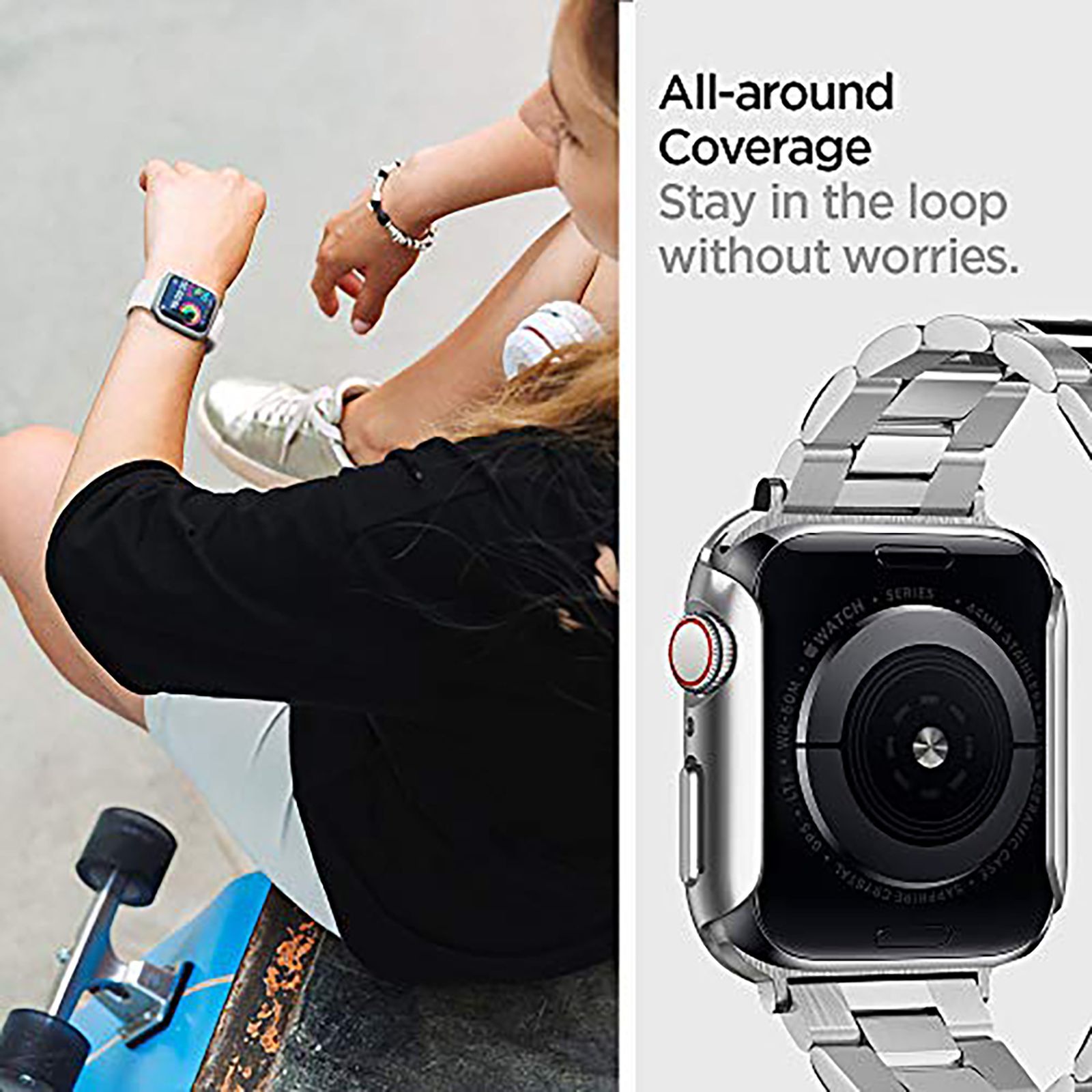 Spigen Thin Fit Polycarbonate Case for Apple Watch Series SE 2, SE, 6, 5 & 4 (44mm) (Razor-Thin Frame, Graphite)_9