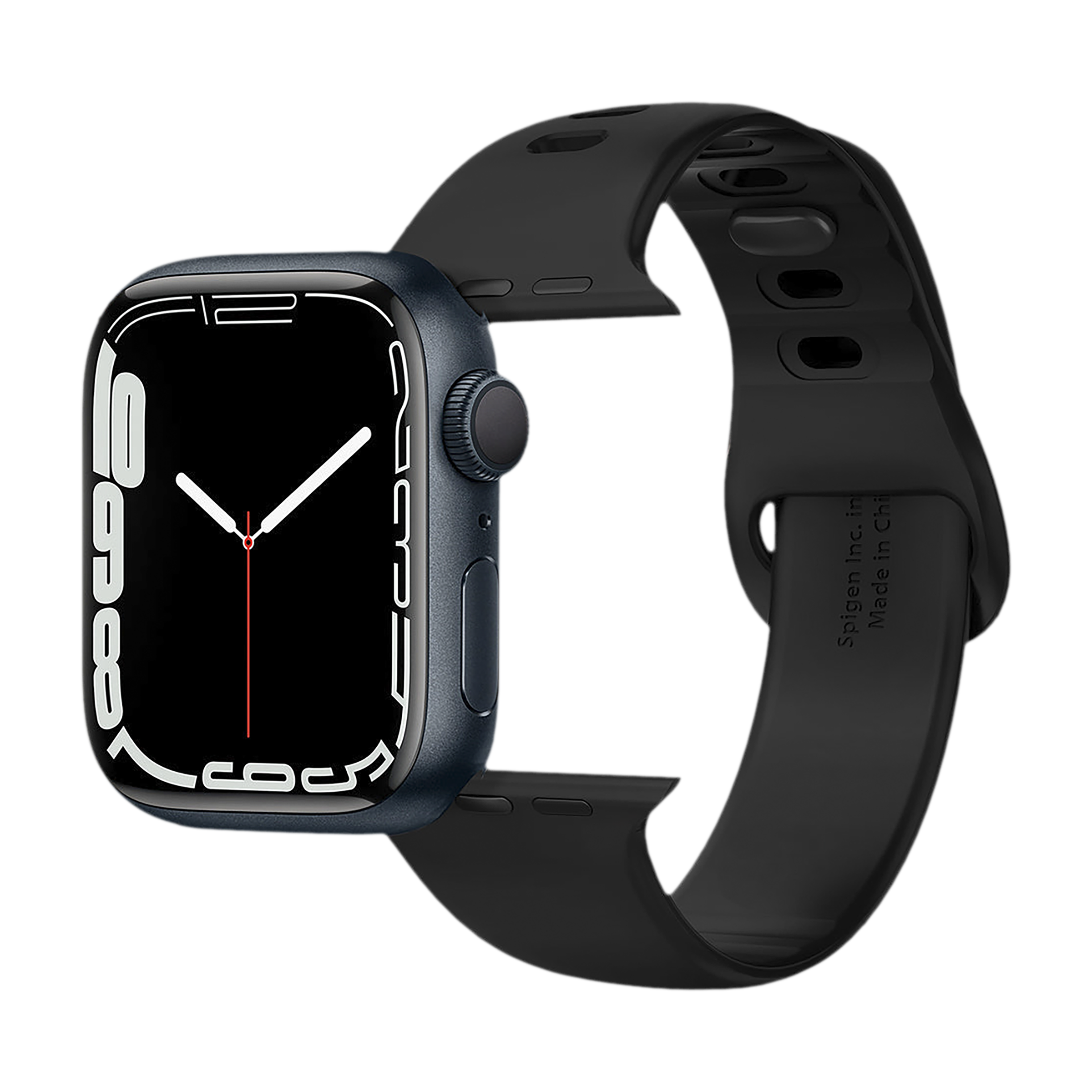 Spigen Silicone Band for Apple Watch Series SE, 7, 6, 5, 4, 3, 2 & 1 (41mm / 40mm / 38mm) (Adjustable Length, Black)_1
