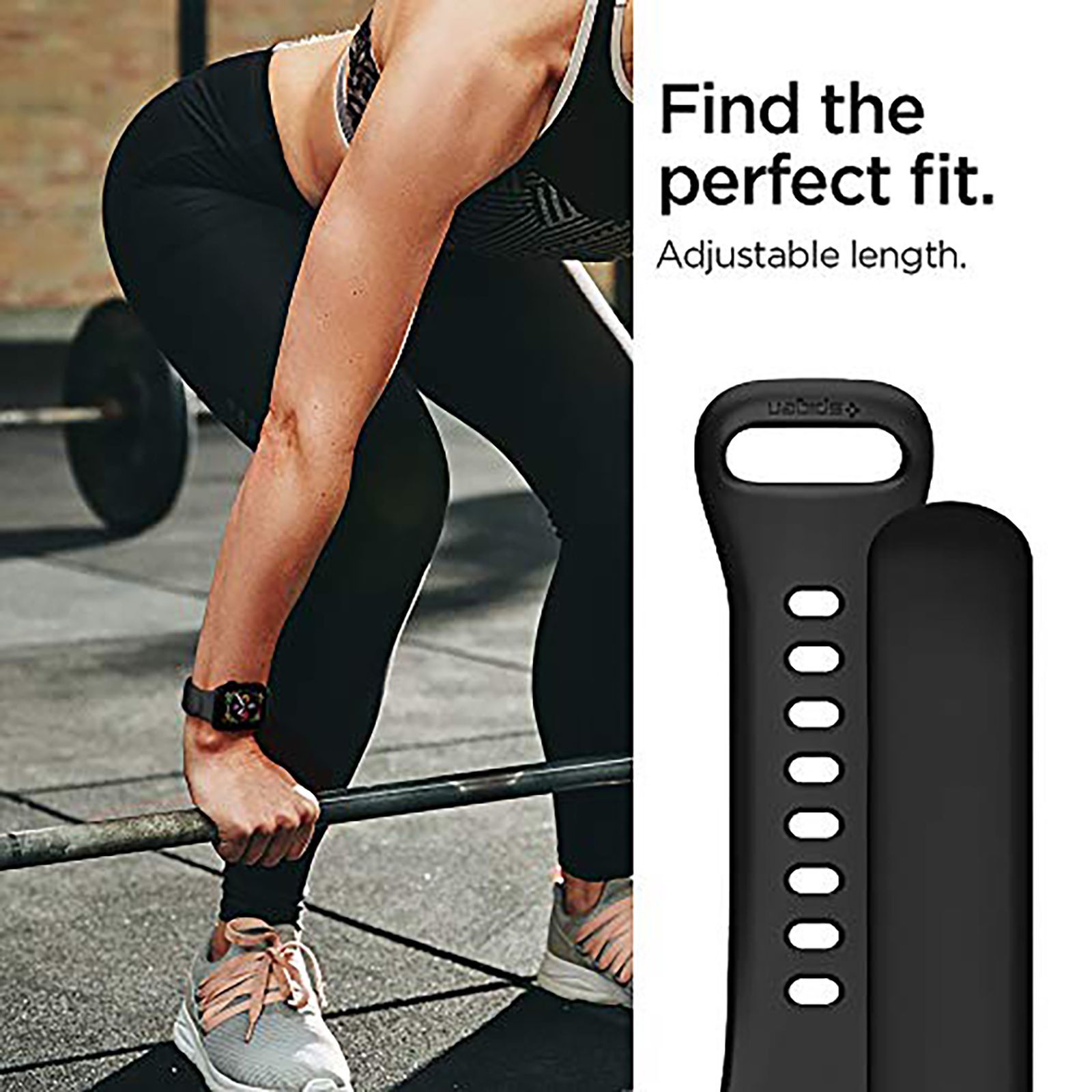 Spigen Silicone Band for Apple Watch Series SE, 7, 6, 5, 4, 3, 2 & 1 (41mm / 40mm / 38mm) (Adjustable Length, Black)_11