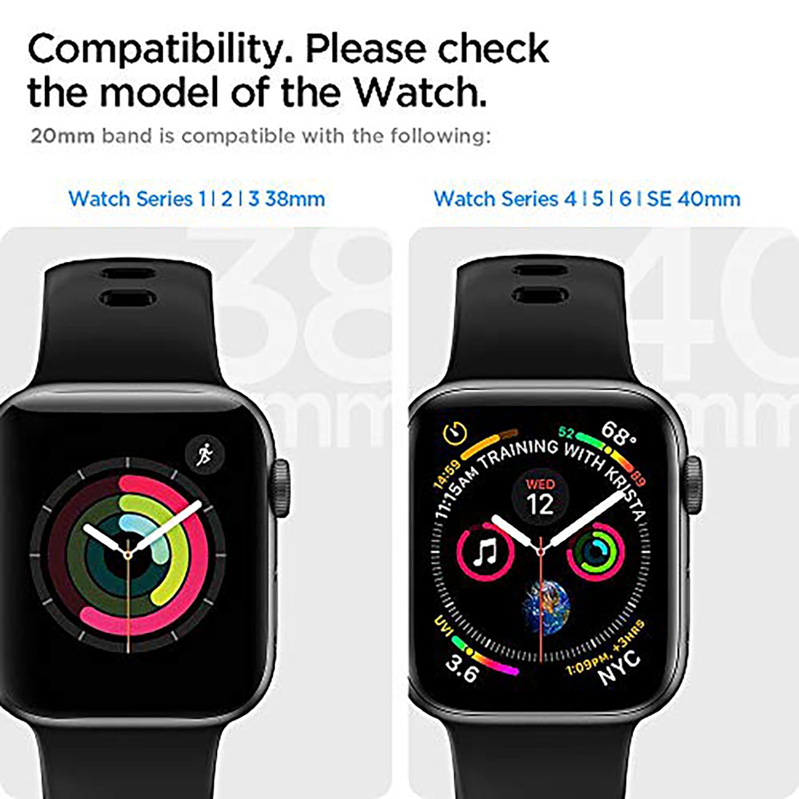 Spigen Silicone Band for Apple Watch Series SE, 7, 6, 5, 4, 3, 2 & 1 (41mm / 40mm / 38mm) (Adjustable Length, Black)_12